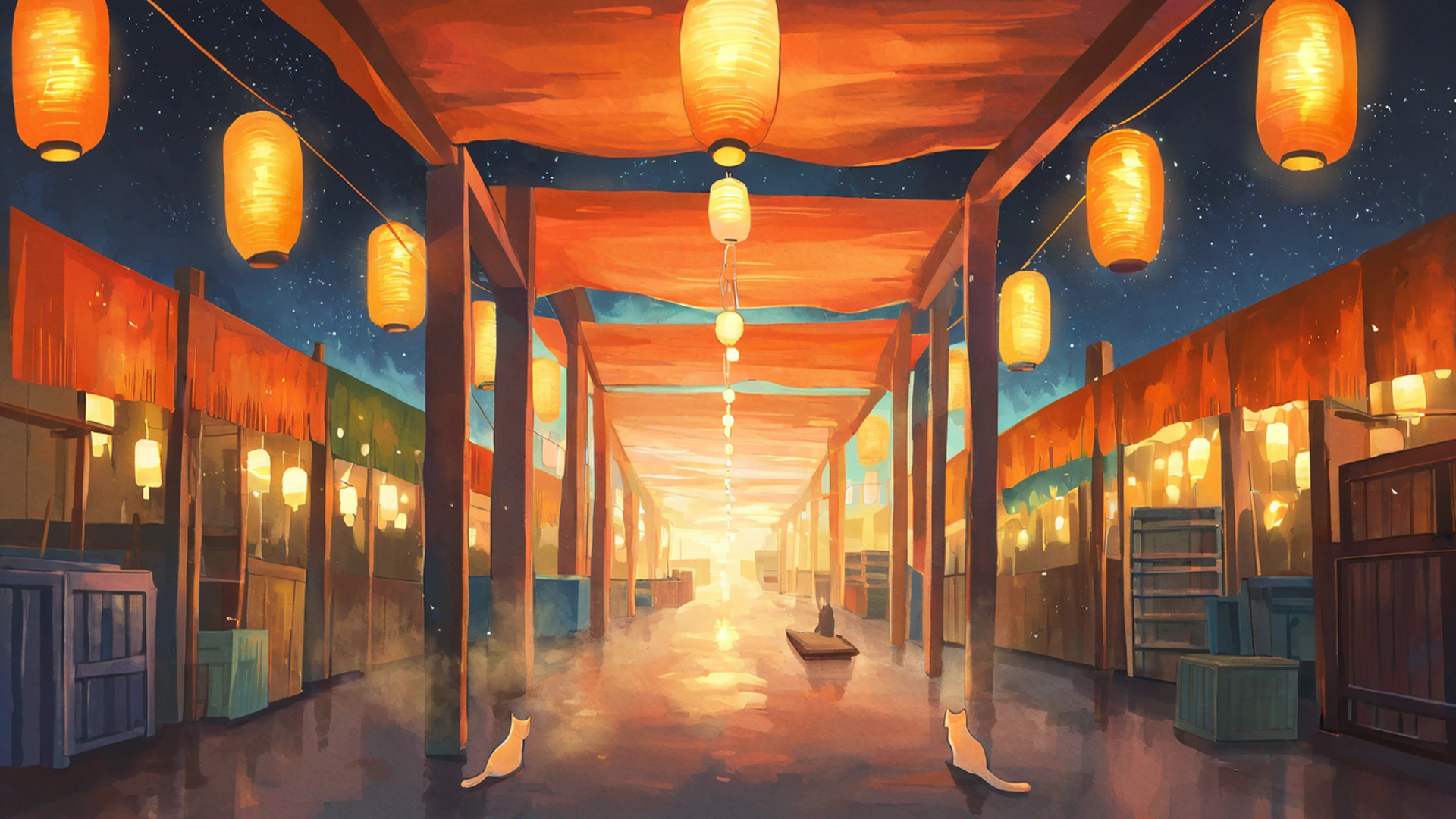 night market lofi wallpaper