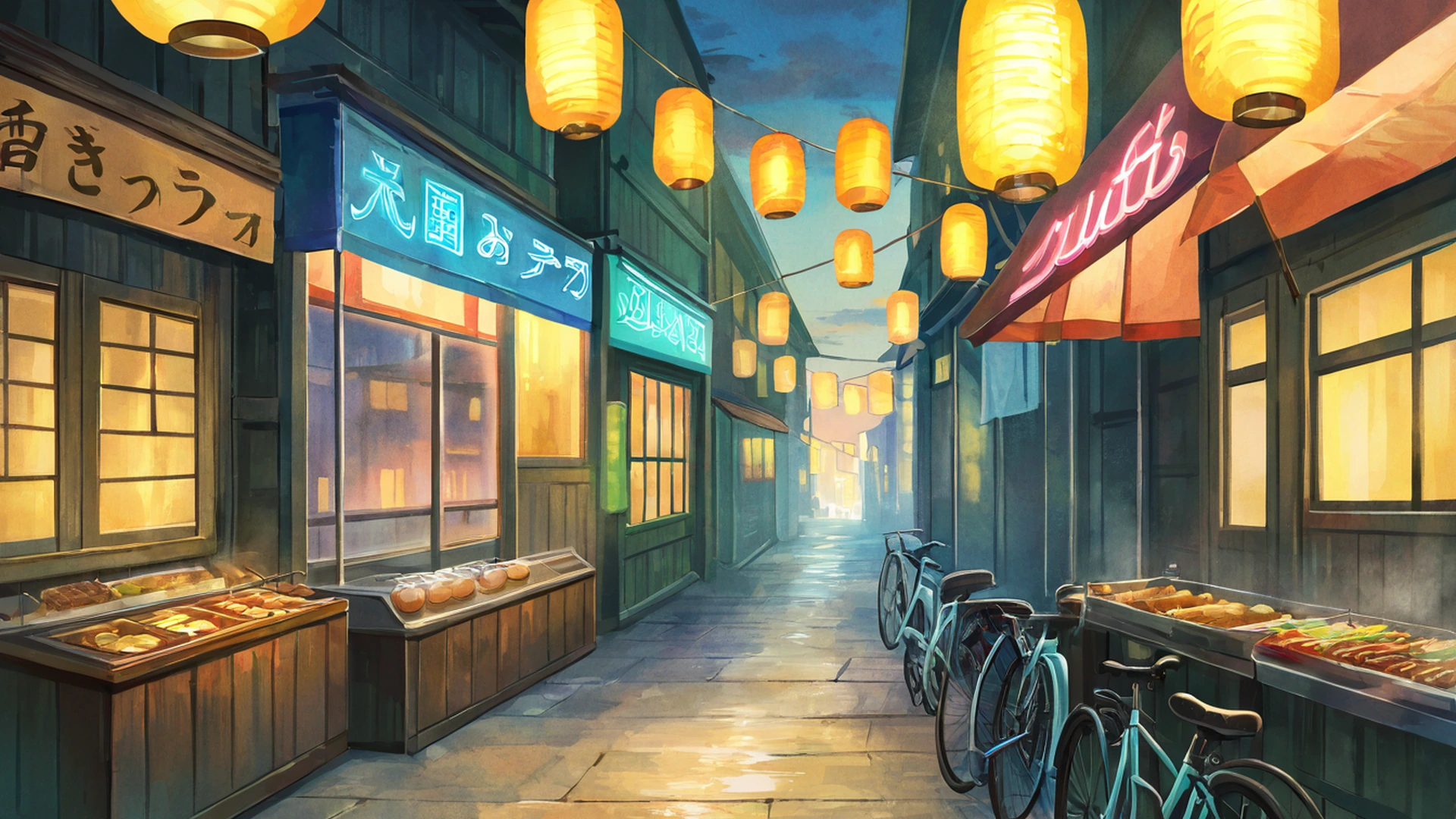 night market lofi wallpaper