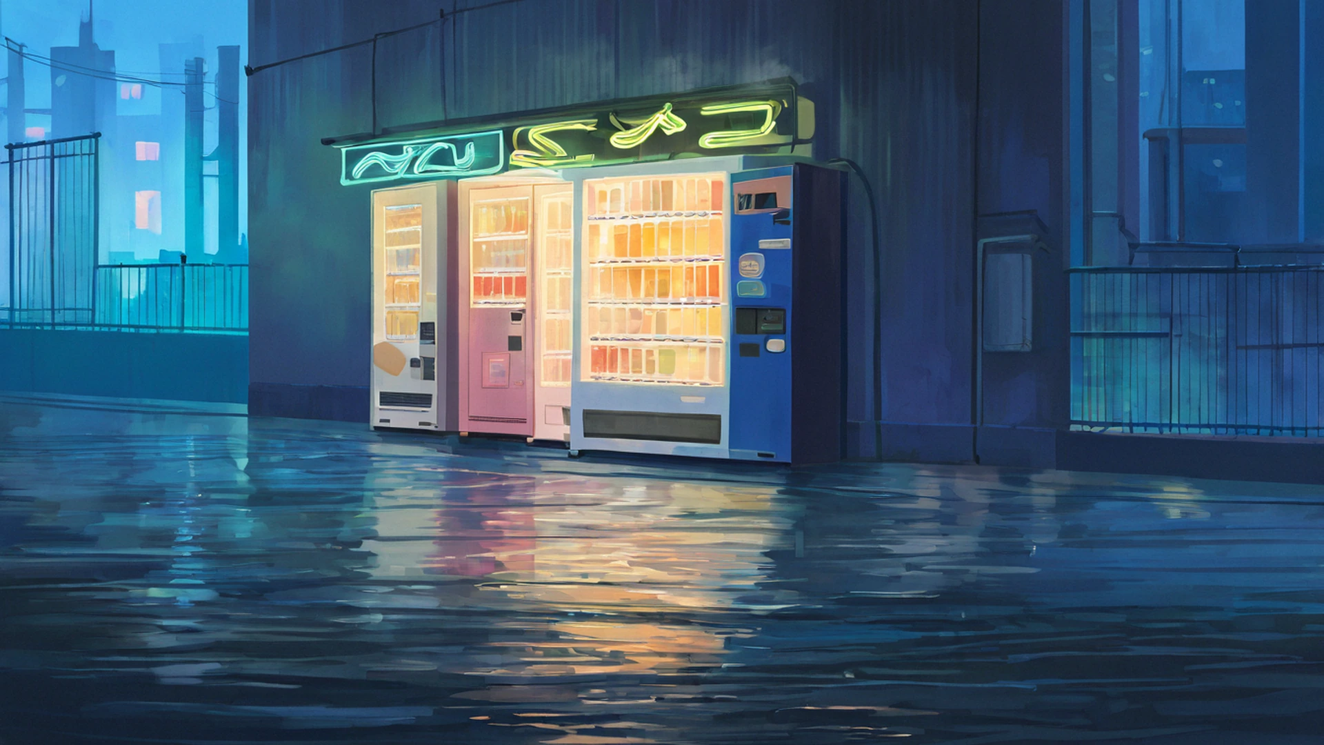 old alley rain lofi wallpaper