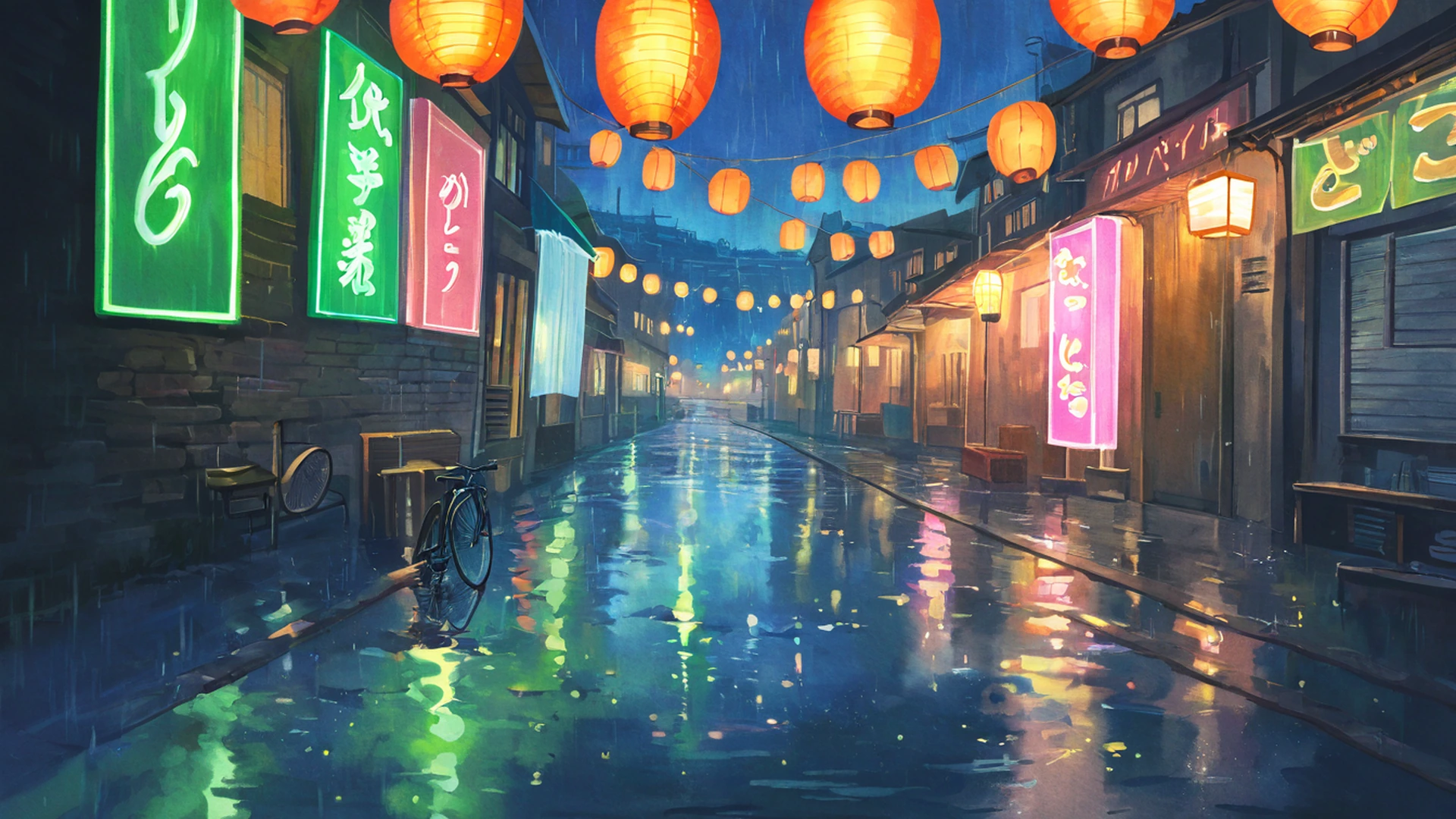 old alley rain lofi wallpaper