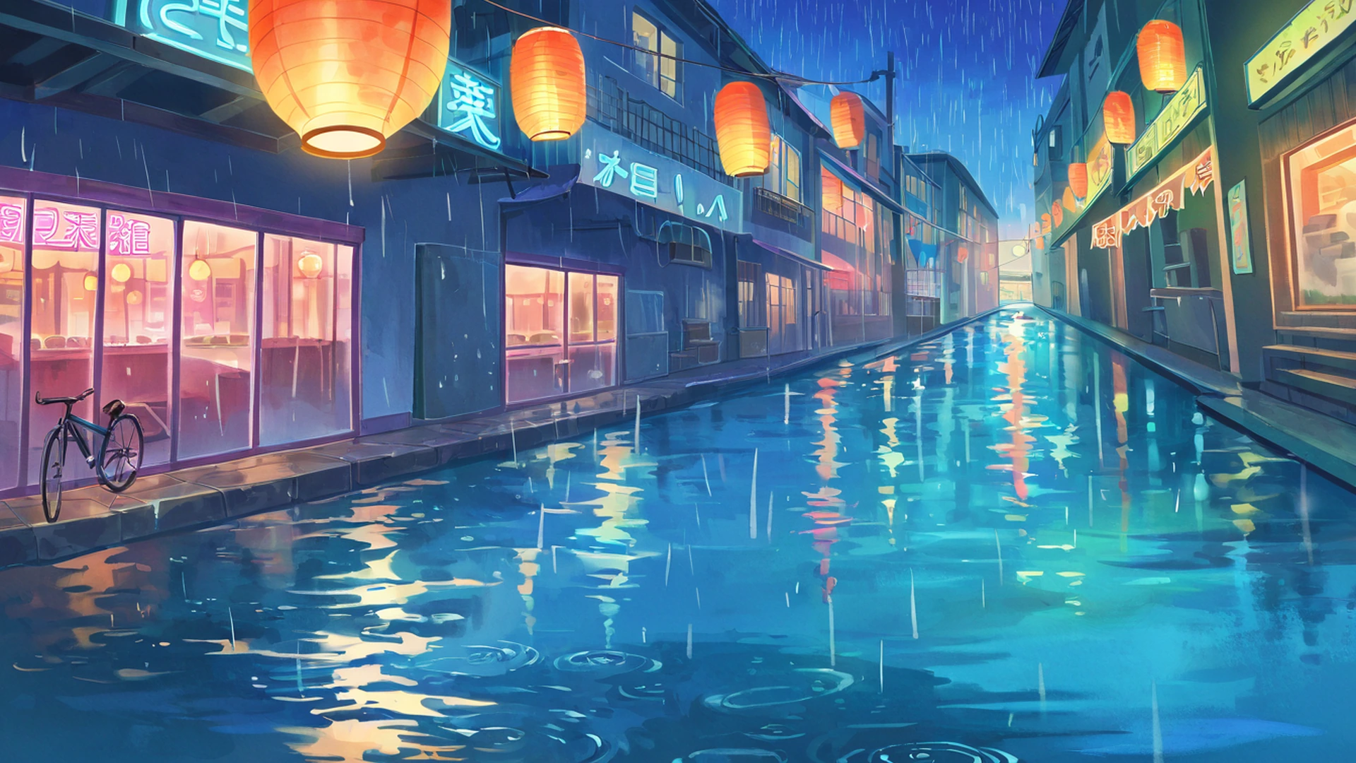 old alley rain lofi wallpaper
