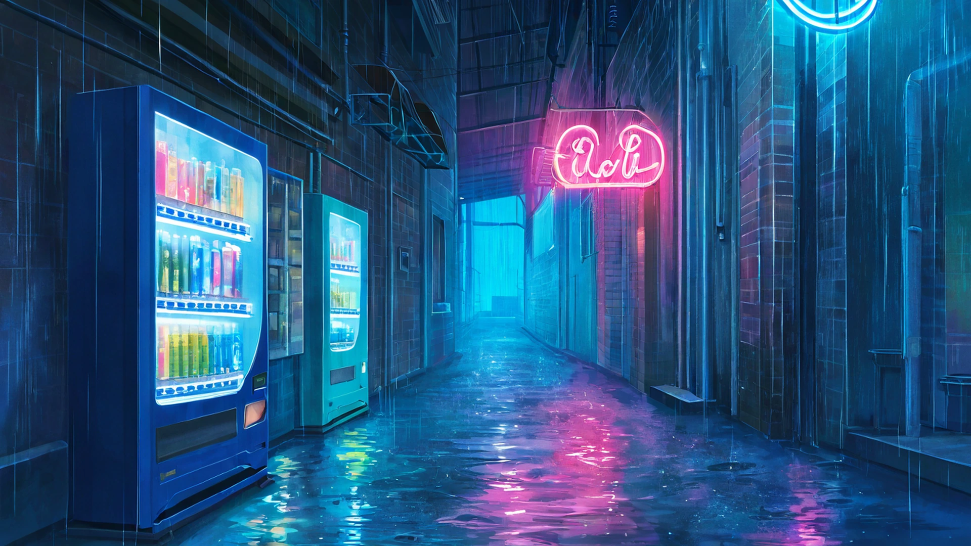 old alley rain lofi wallpaper