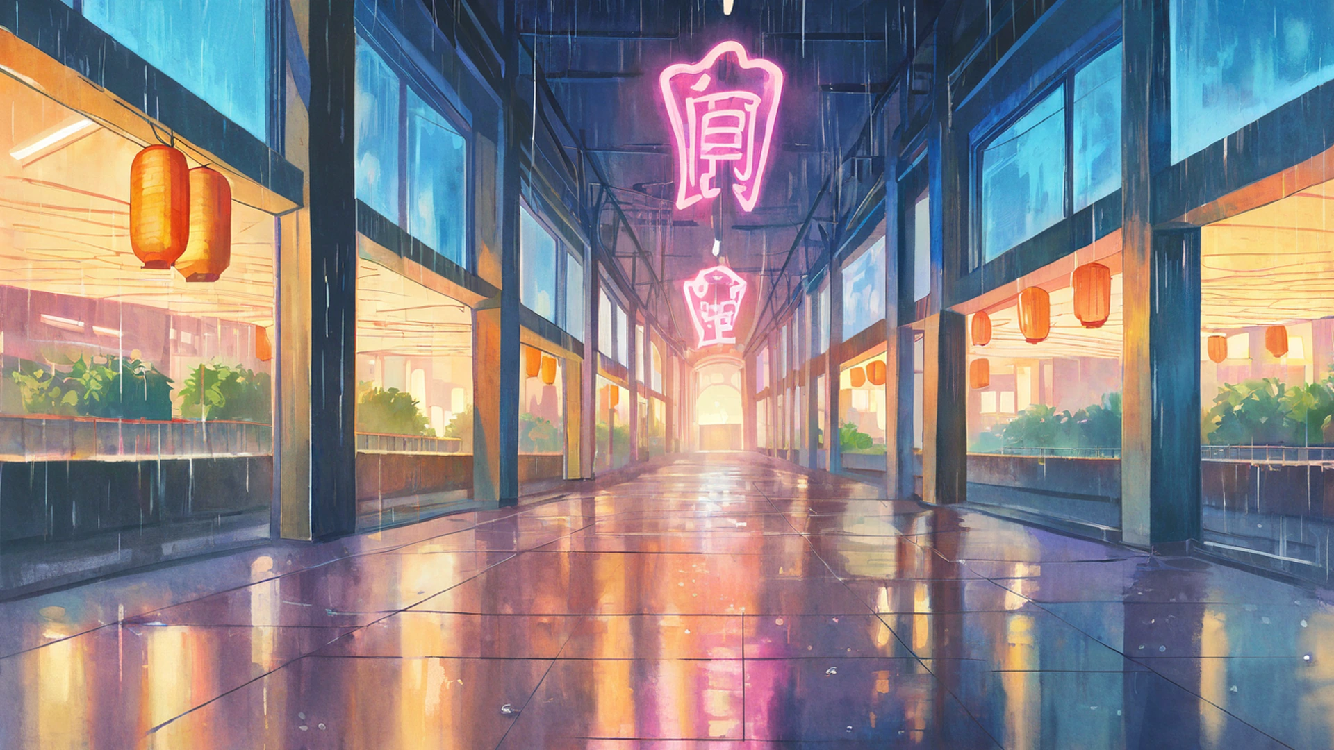 old alley rain lofi wallpaper