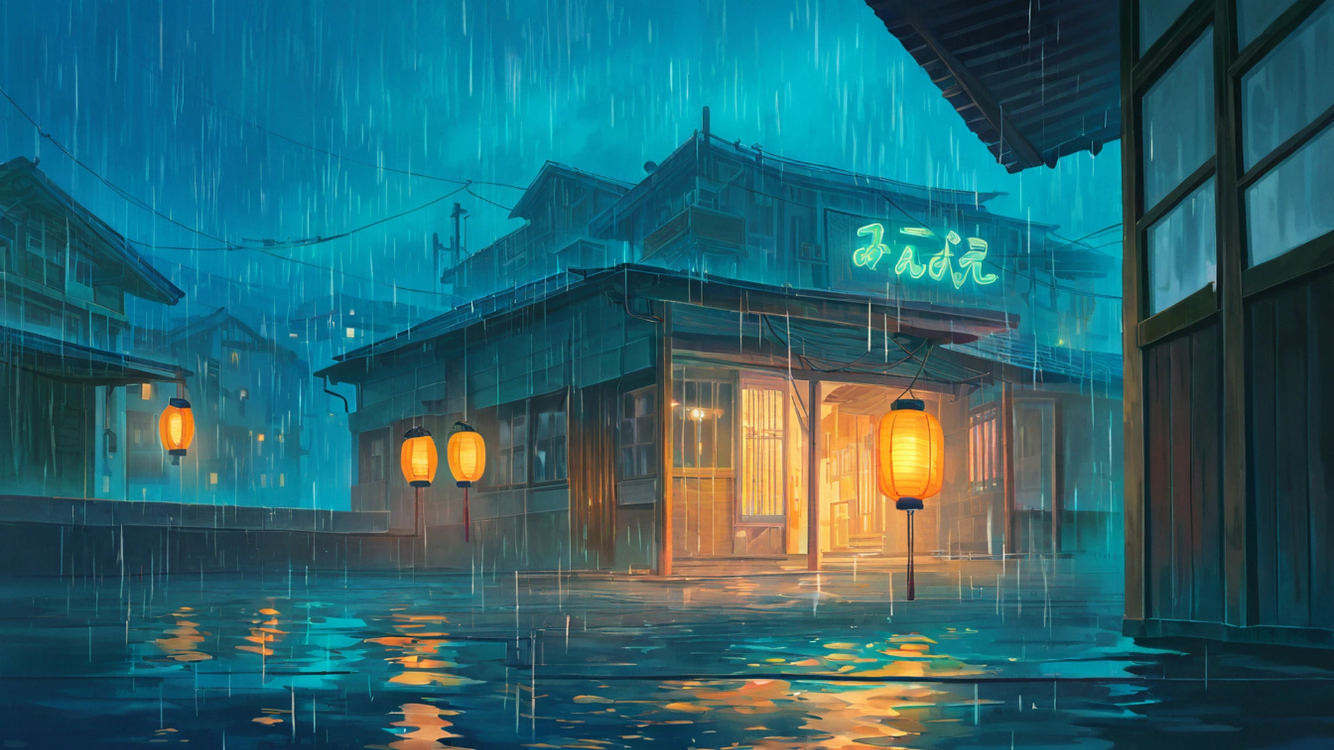 old alley rain lofi wallpaper