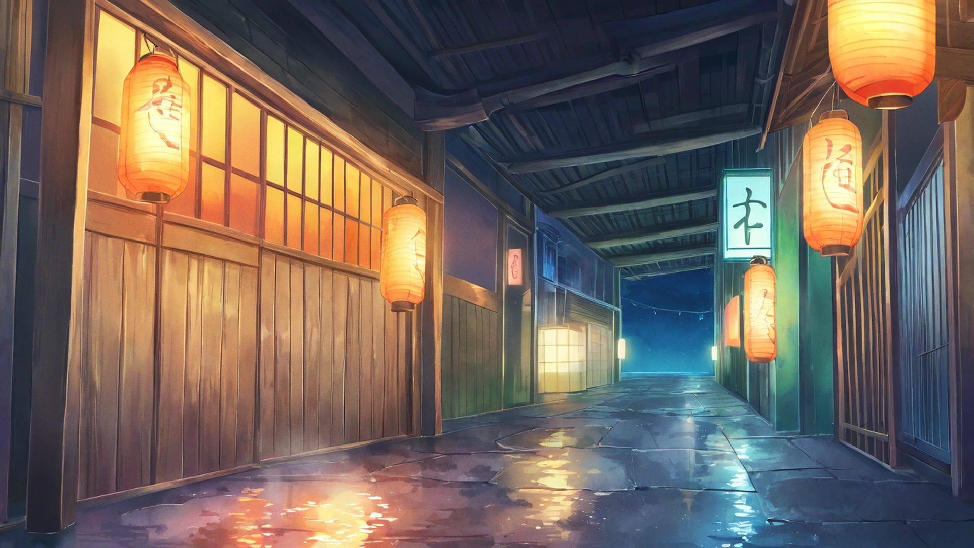 old alley rain lofi wallpaper