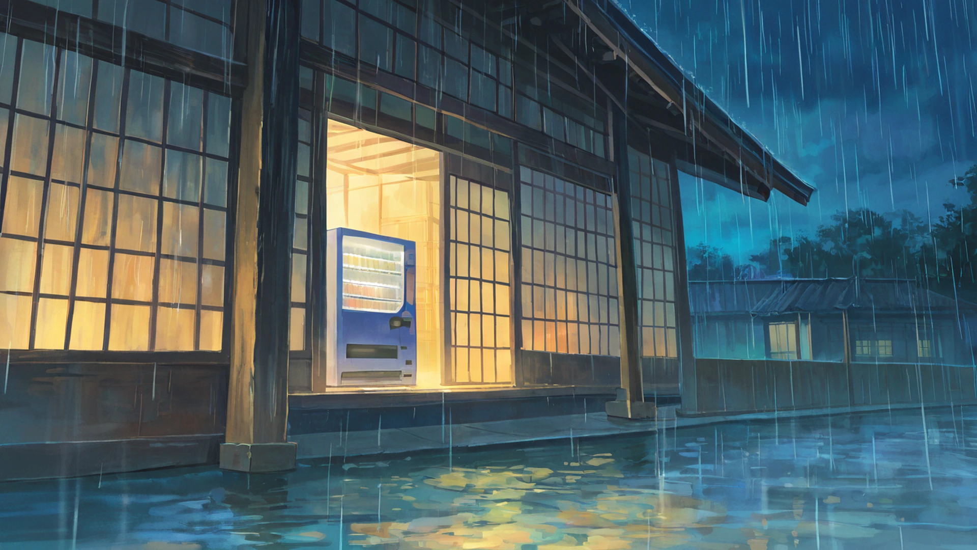 old alley rain lofi wallpaper