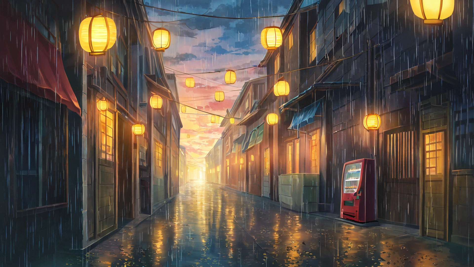 old alley rain lofi wallpaper