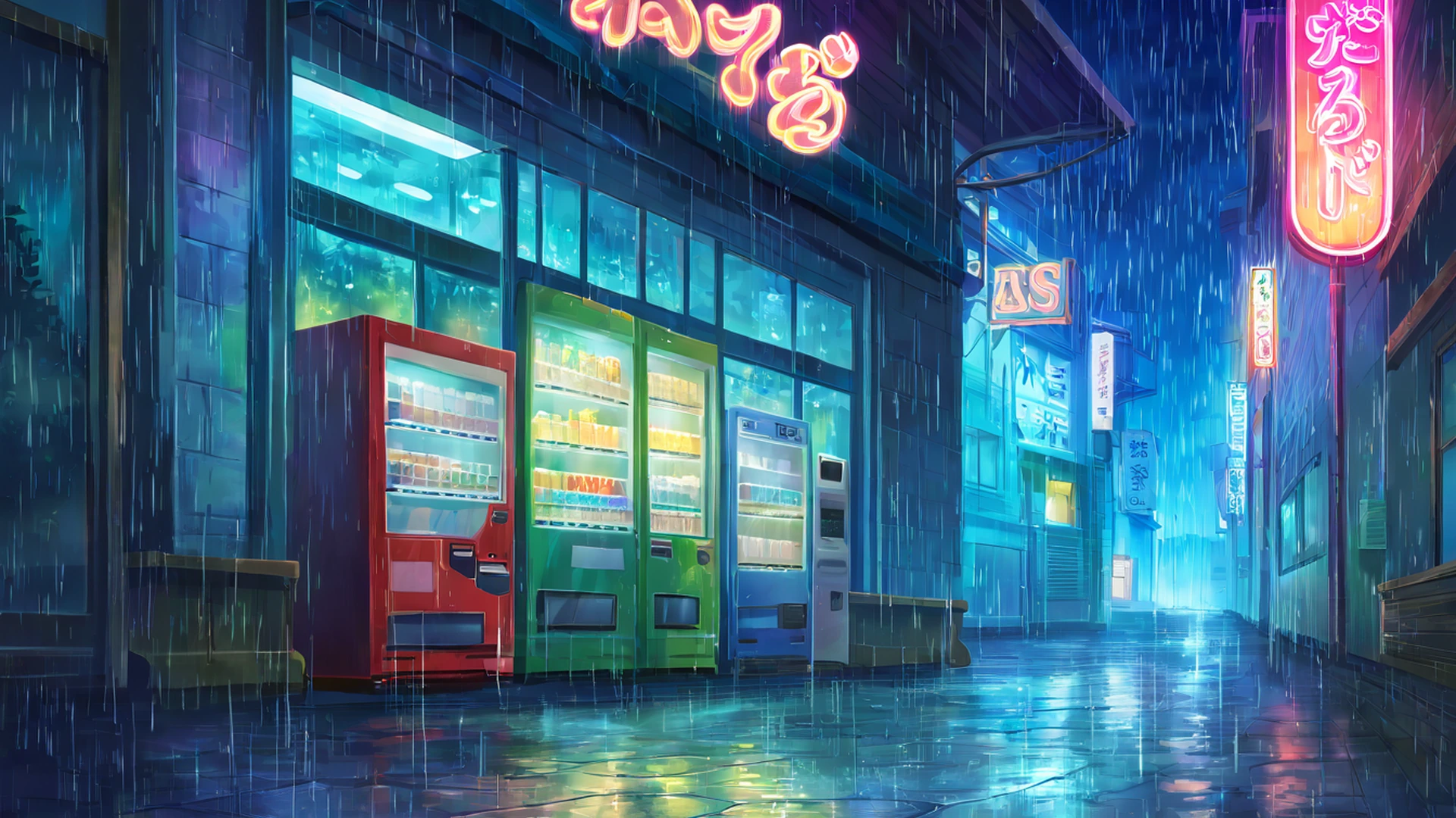 old alley rain lofi wallpaper