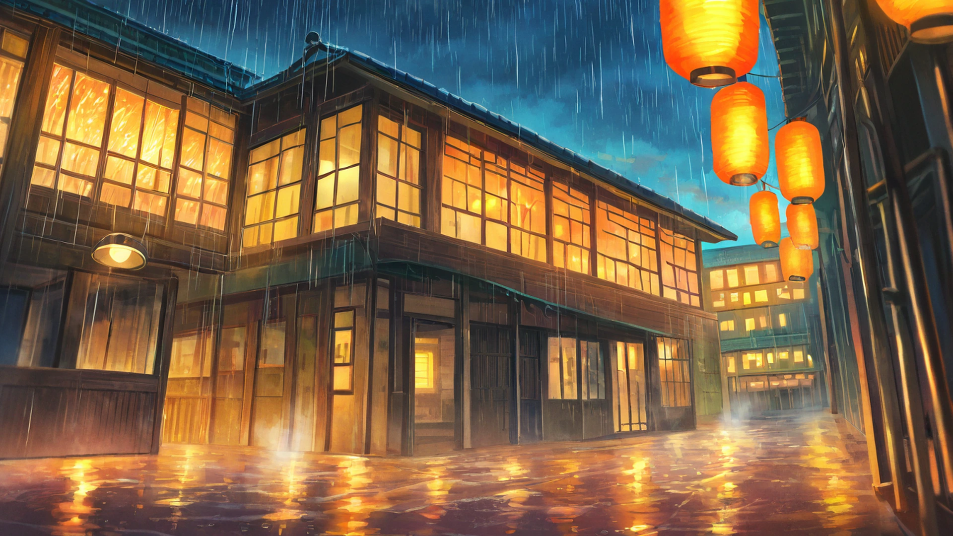 old alley rain lofi wallpaper