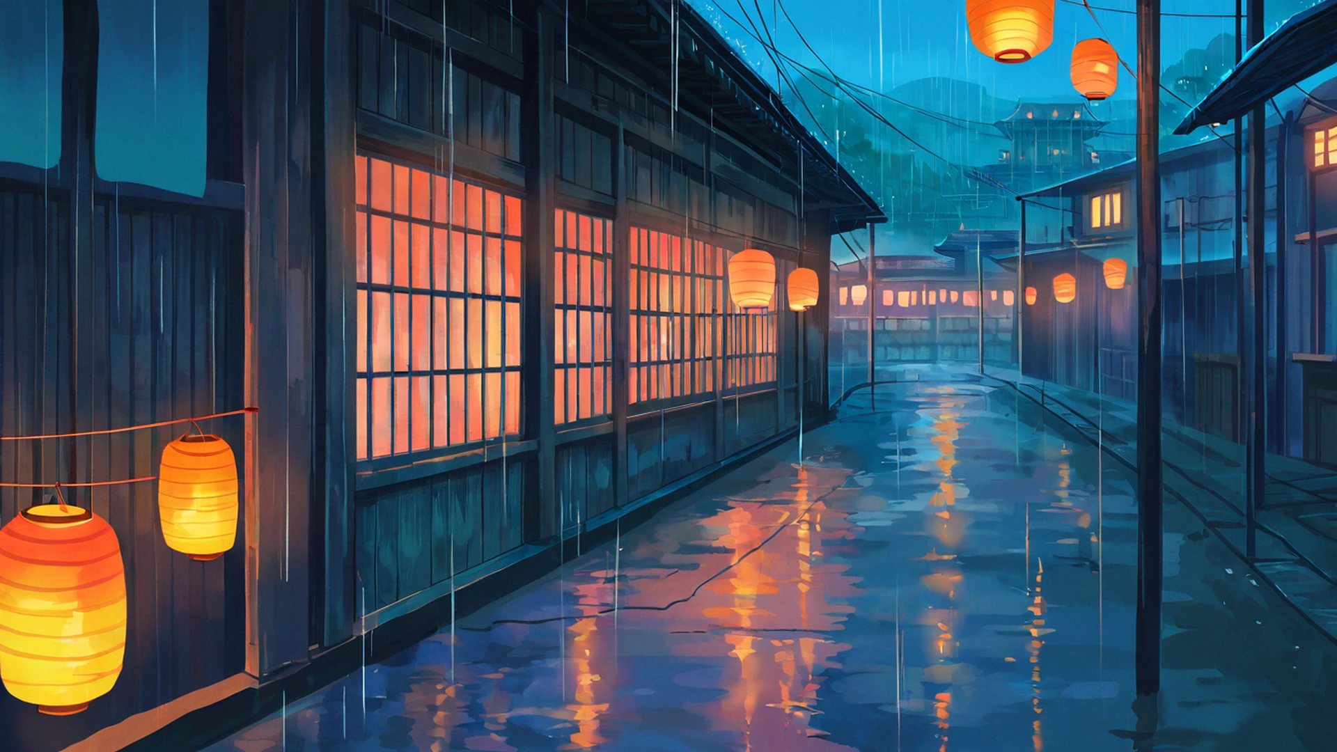 old alley rain lofi wallpaper