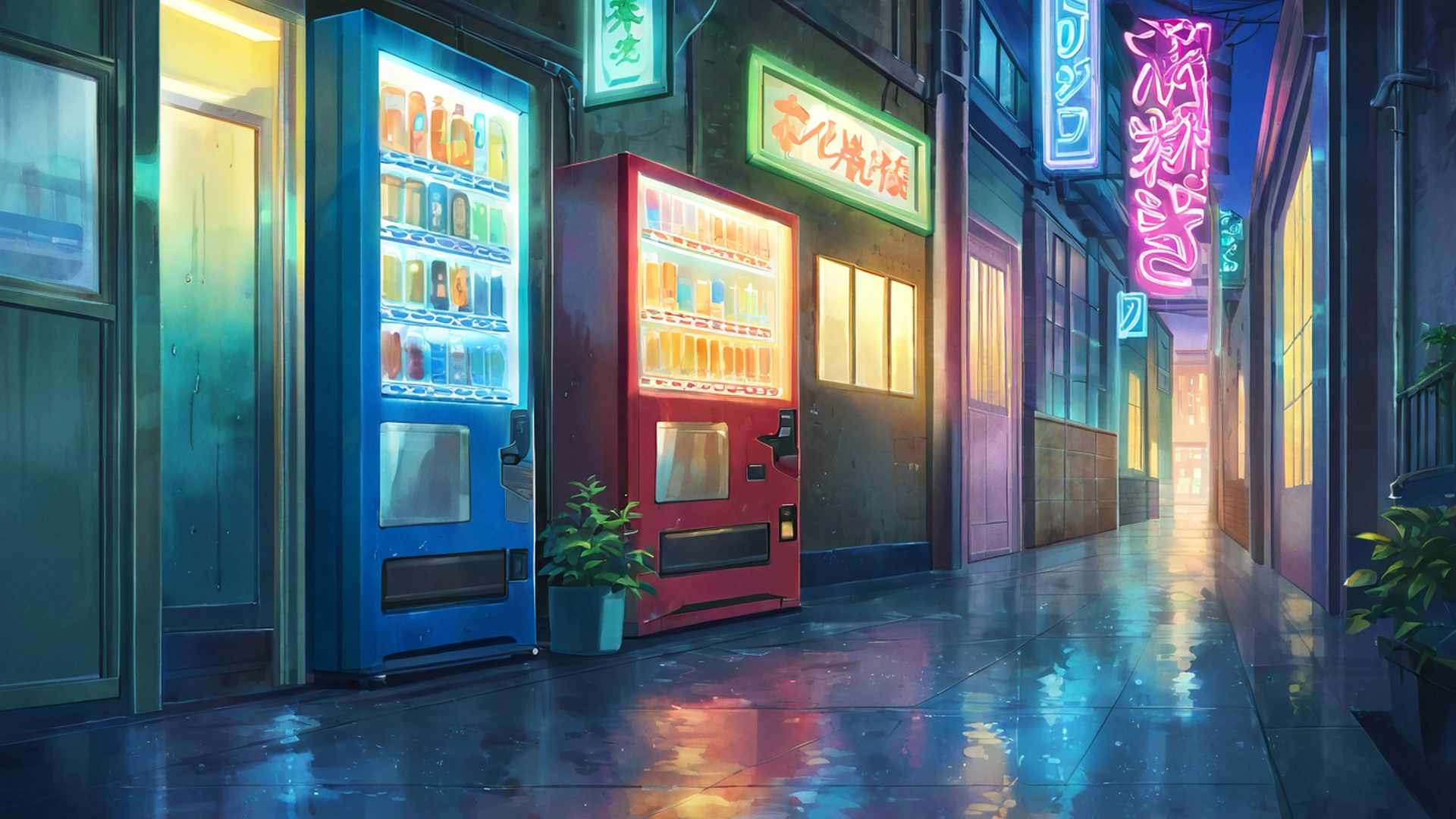 old alley rain lofi wallpaper