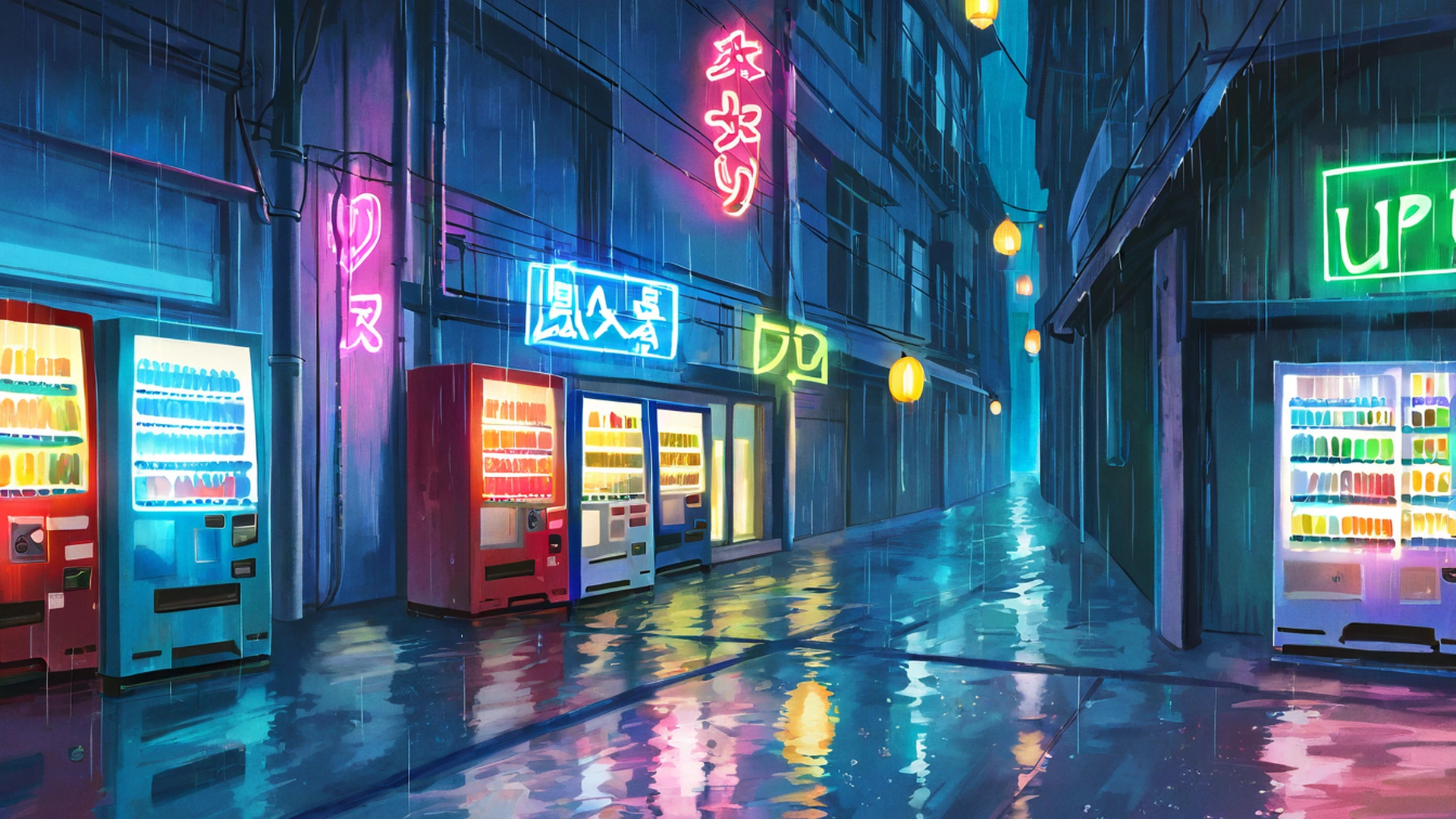 old alley rain lofi wallpaper