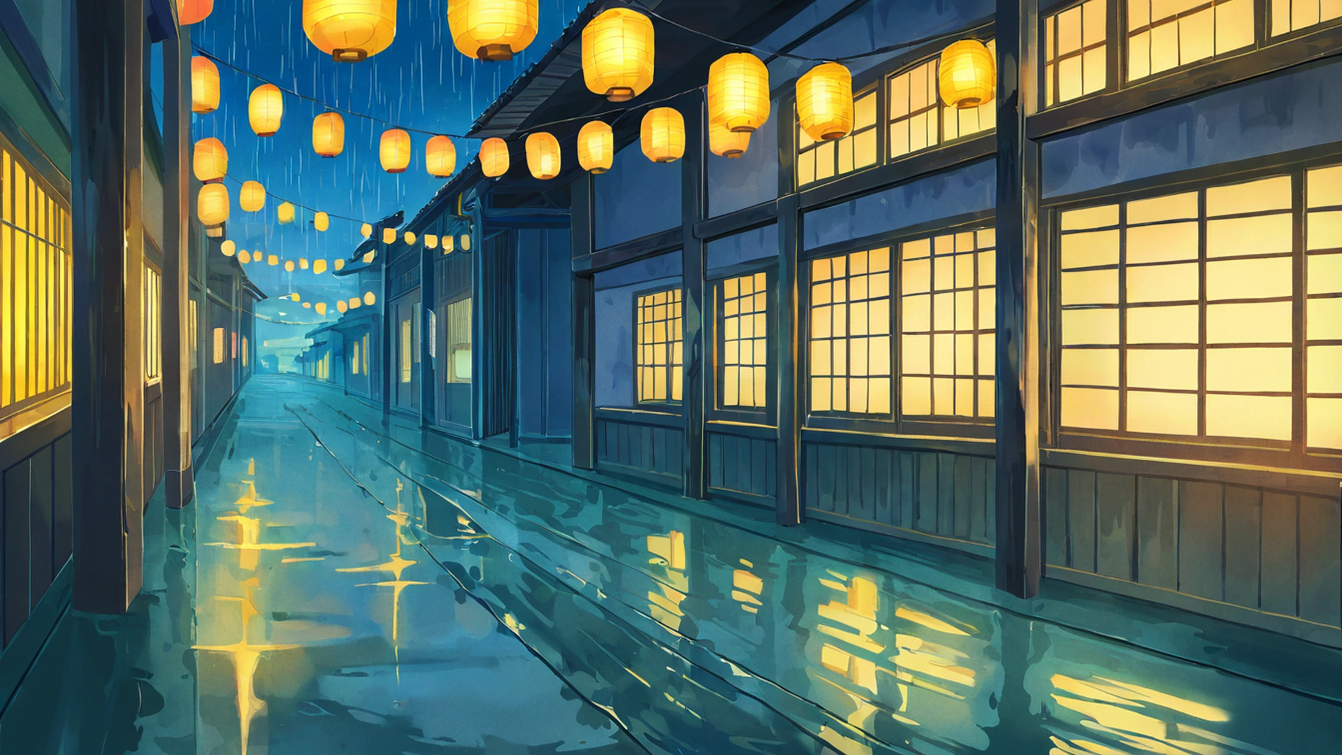 old alley rain lofi wallpaper