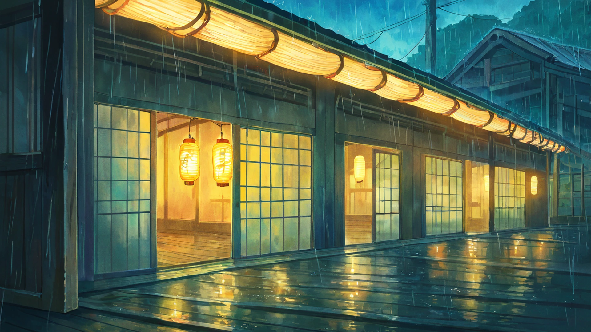 old alley rain lofi wallpaper