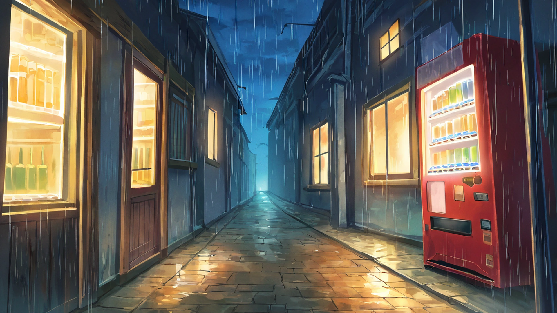 old alley rain lofi wallpaper