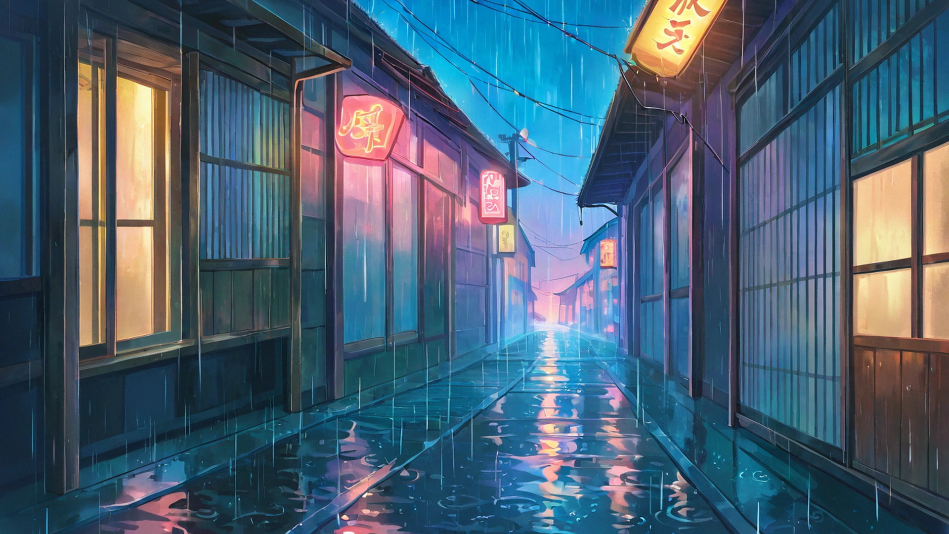 old alley rain lofi wallpaper