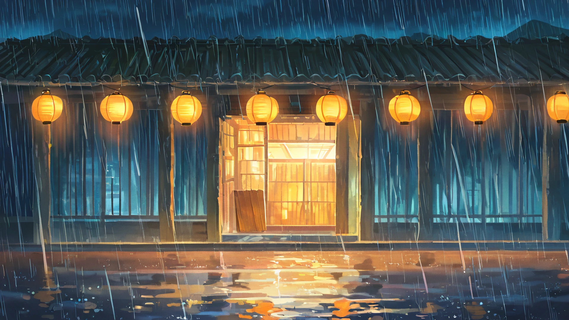 old alley rain lofi wallpaper