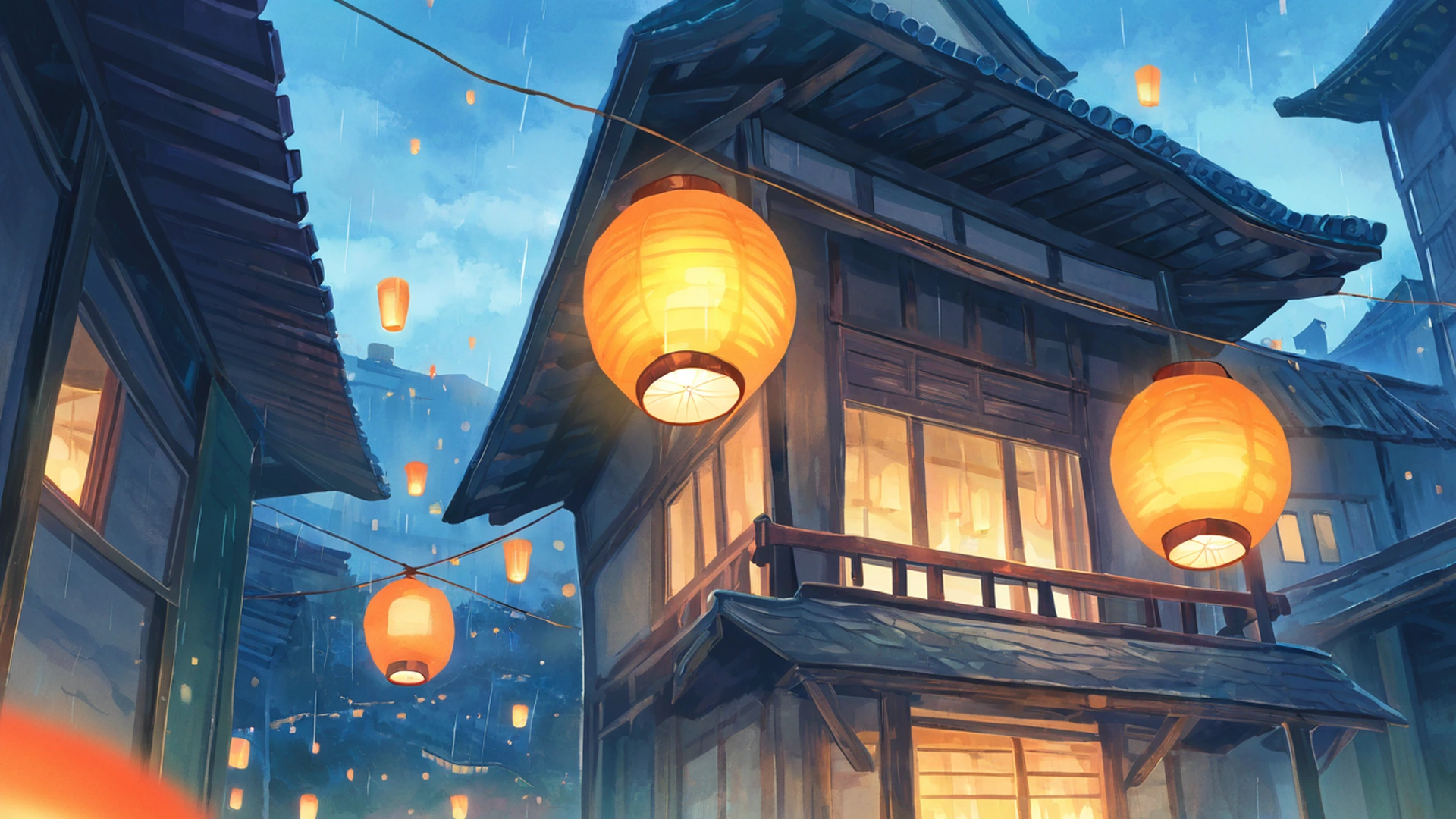 old alley rain lofi wallpaper