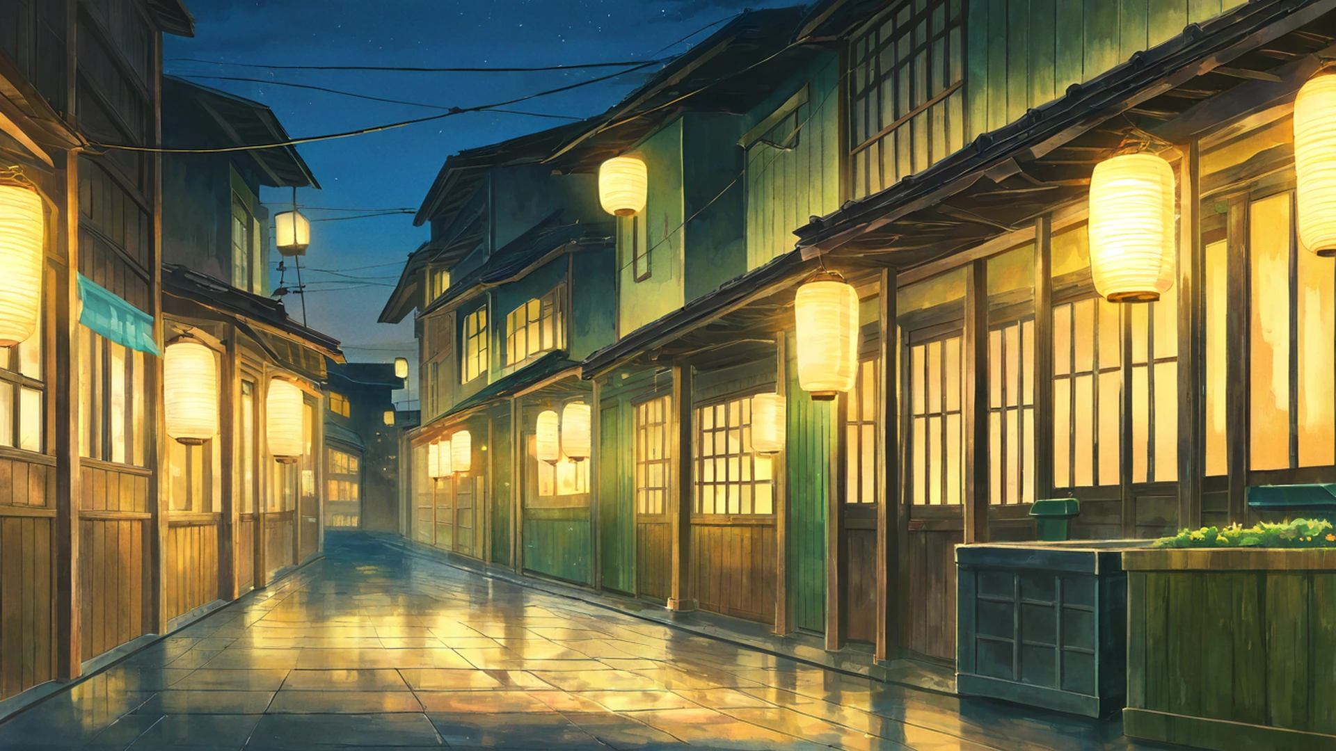 old alley rain lofi wallpaper