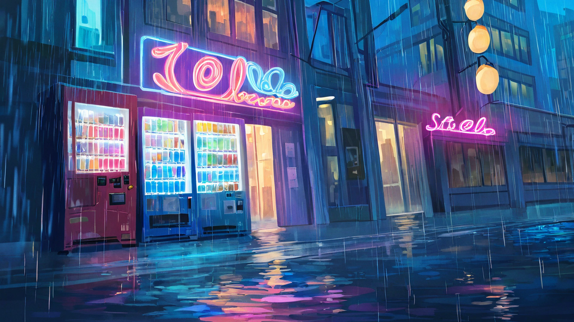 old alley rain lofi wallpaper