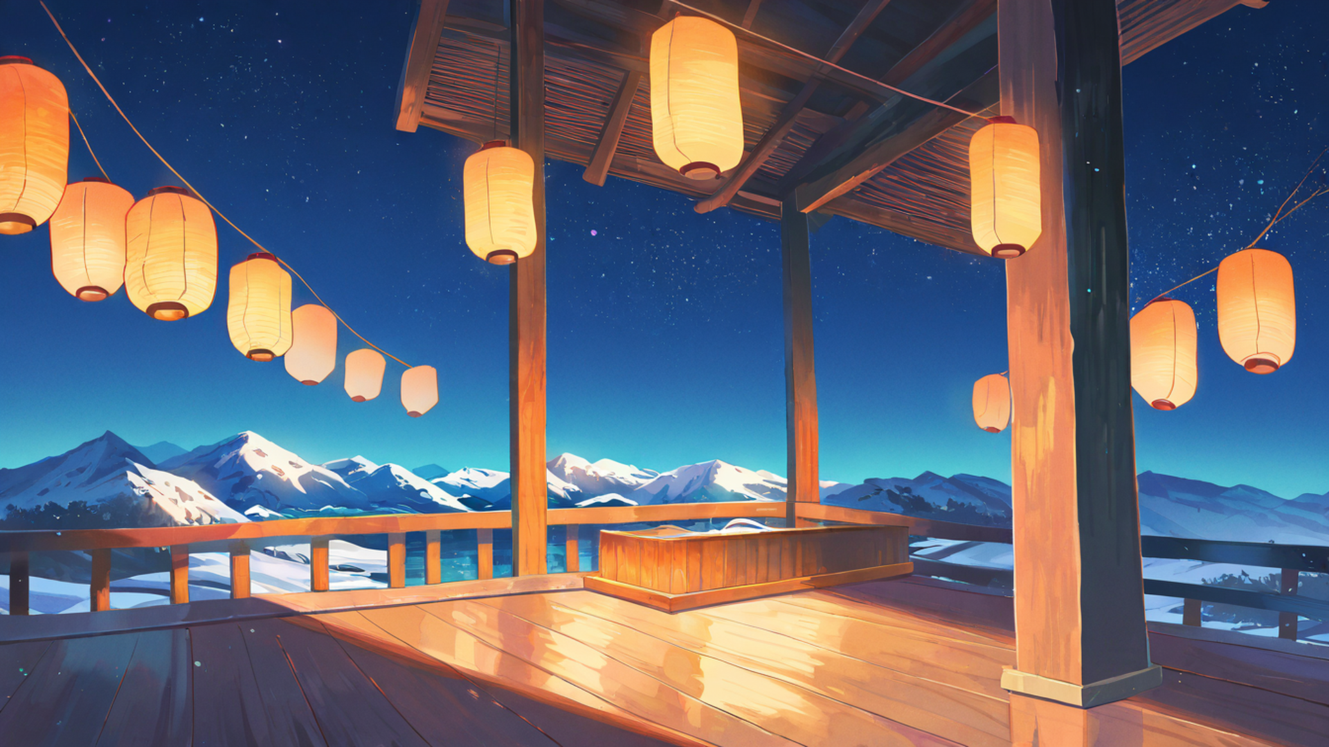 onsen winter lofi wallpaper