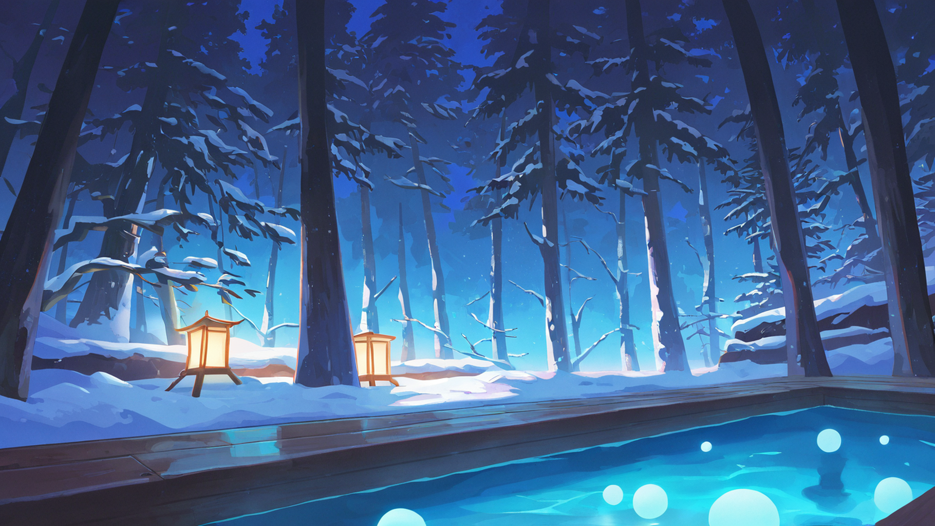 onsen winter lofi wallpaper