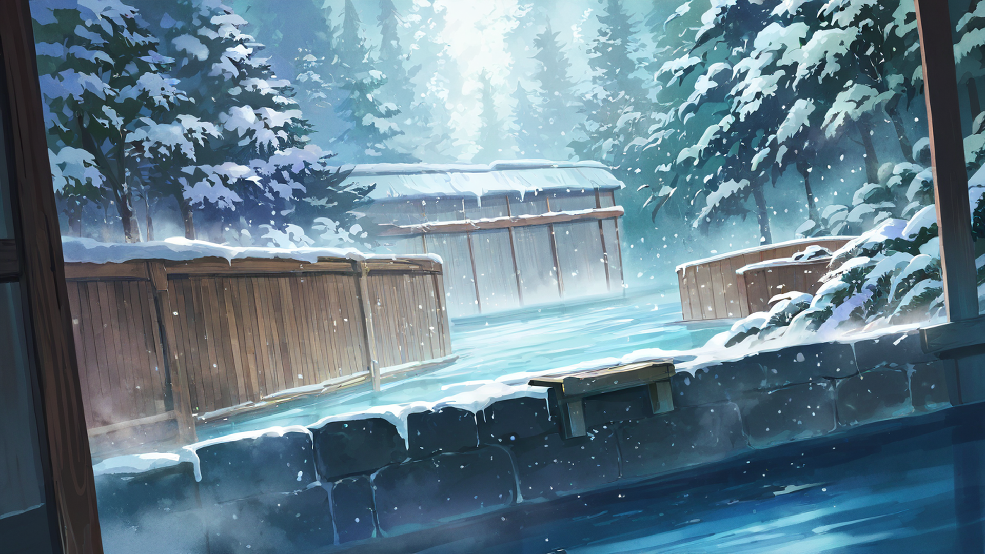 onsen winter lofi wallpaper