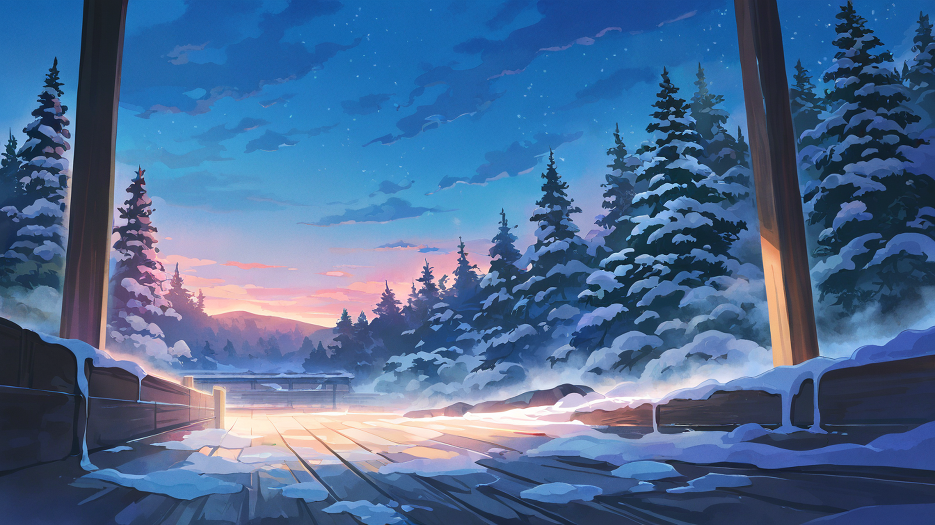 Onsen Winter Onsen Winter 0200815066 lofi anime wallpaper free download