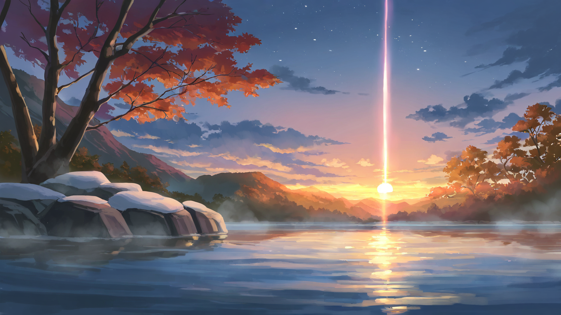 onsen winter lofi wallpaper