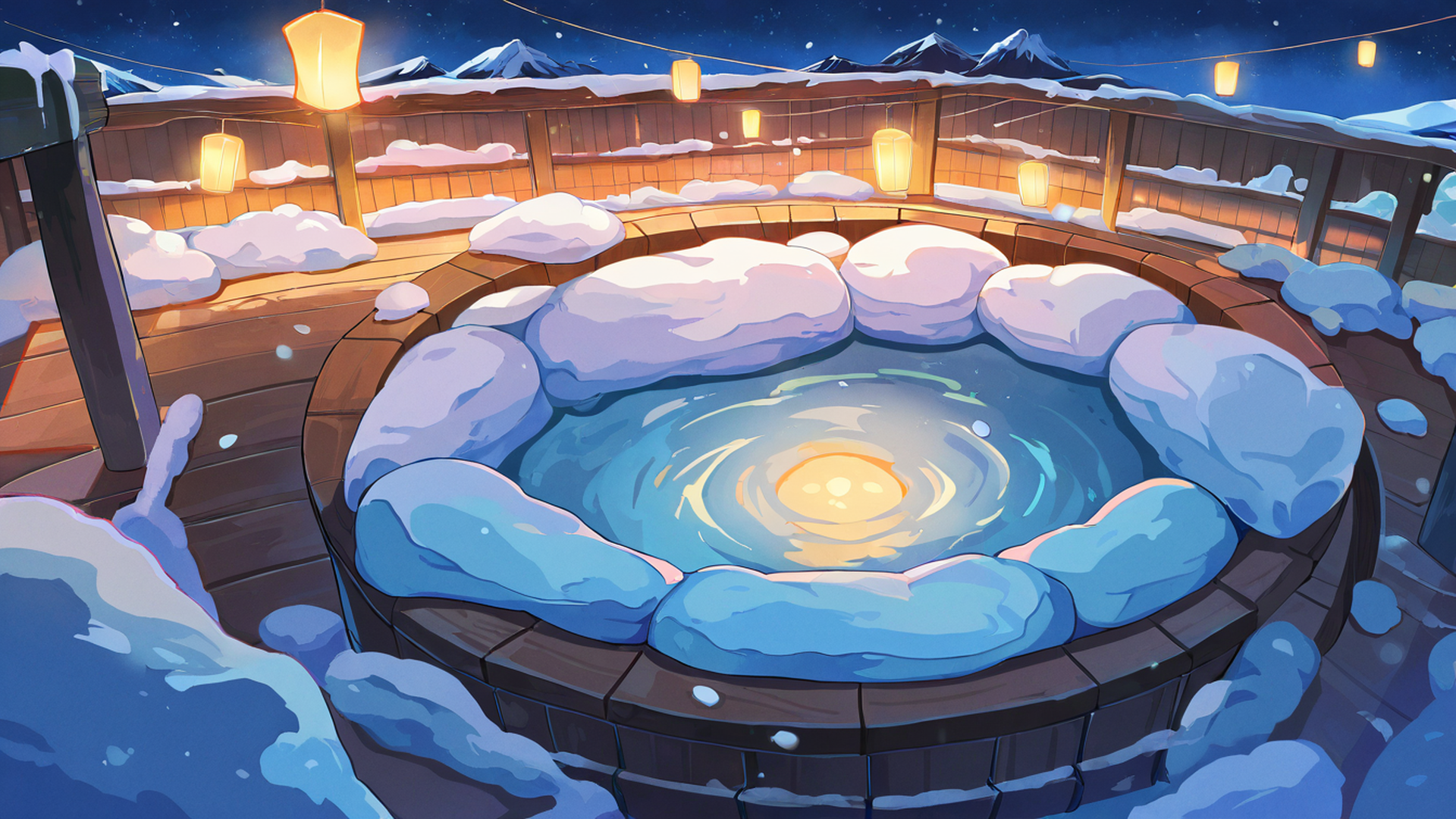 onsen winter lofi wallpaper