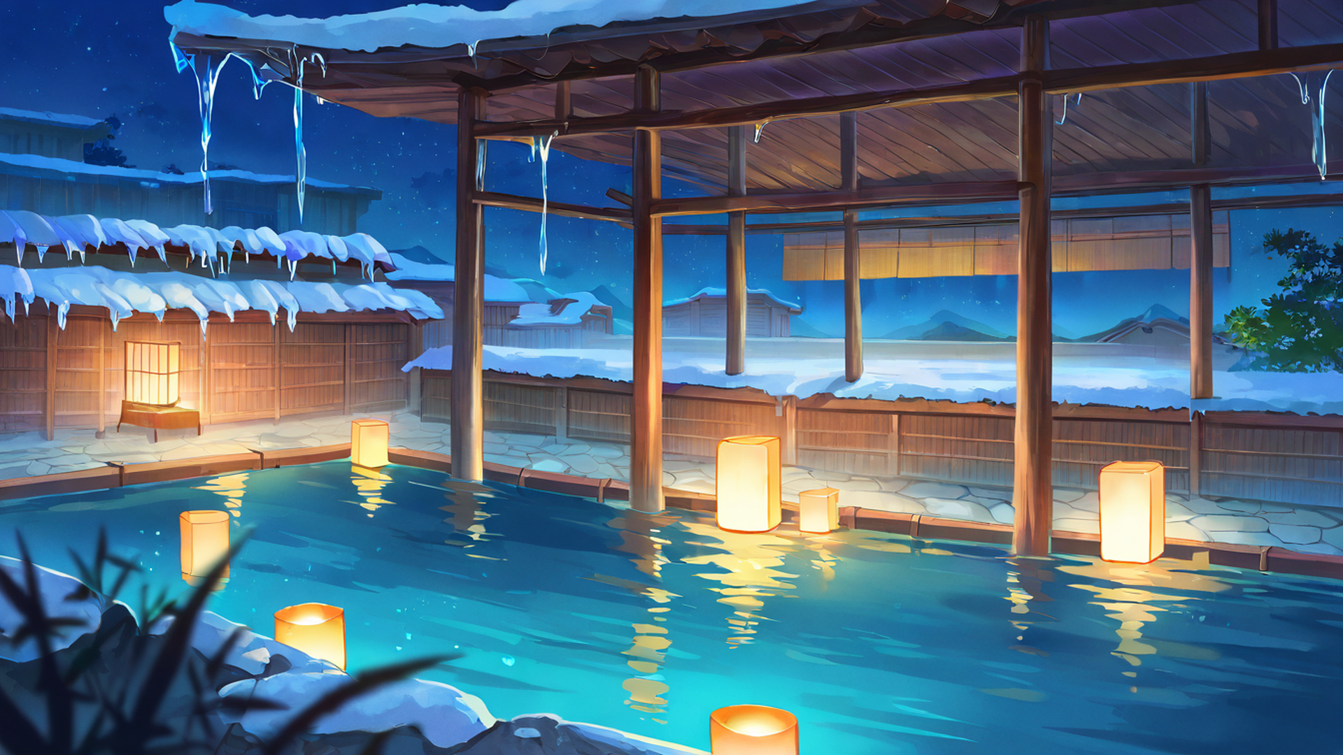 onsen winter lofi wallpaper