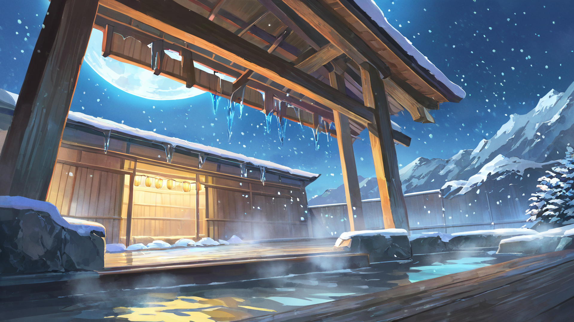 onsen winter lofi wallpaper