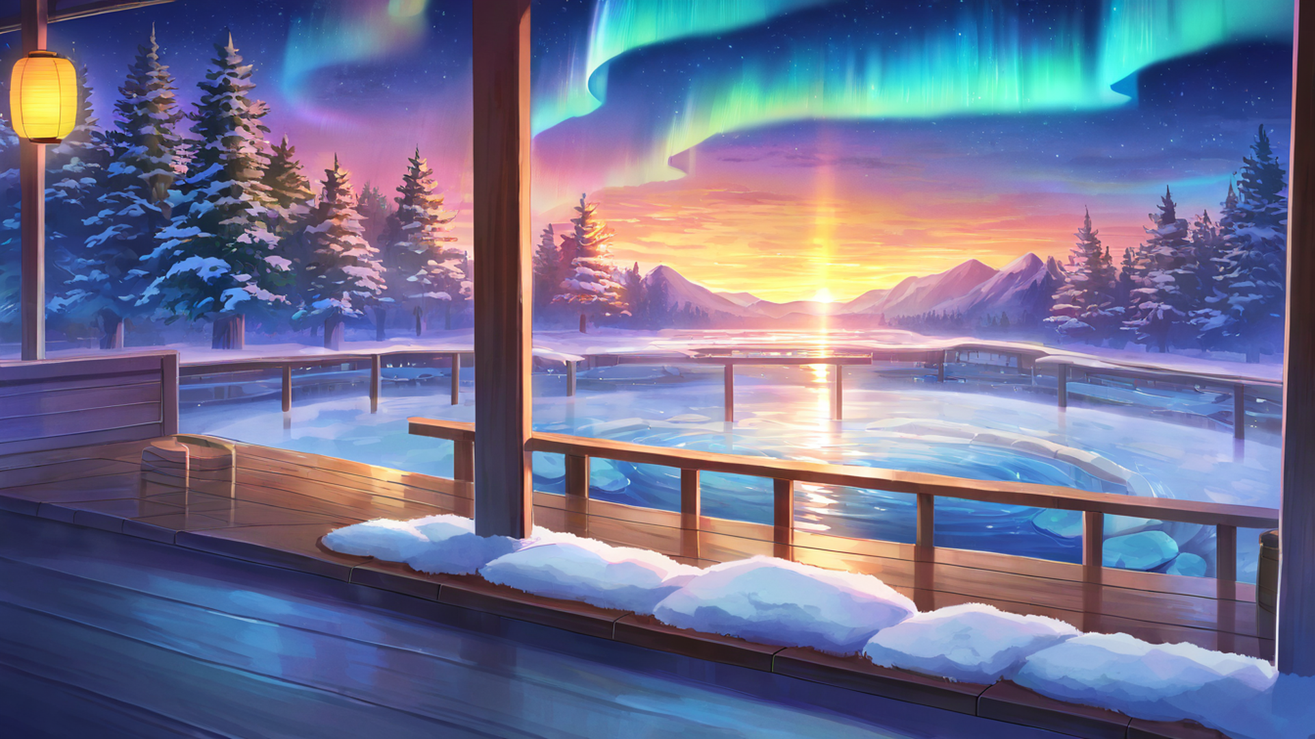 onsen winter lofi wallpaper