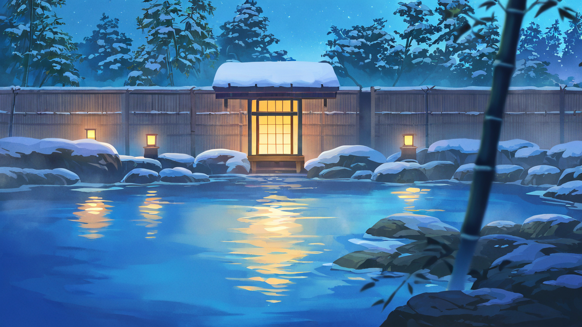 onsen winter lofi wallpaper