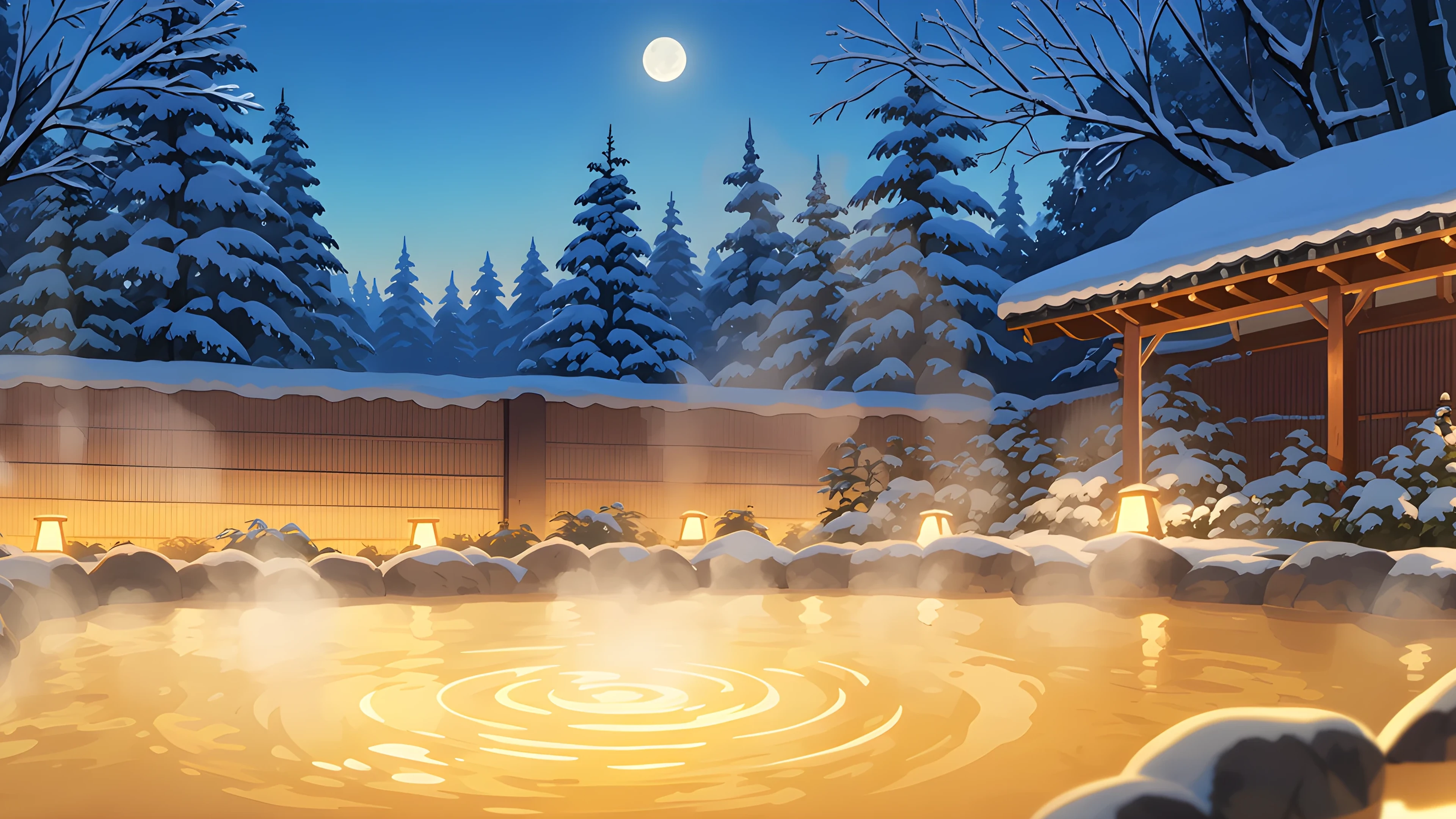 Onsen Winter lofi wallpaper