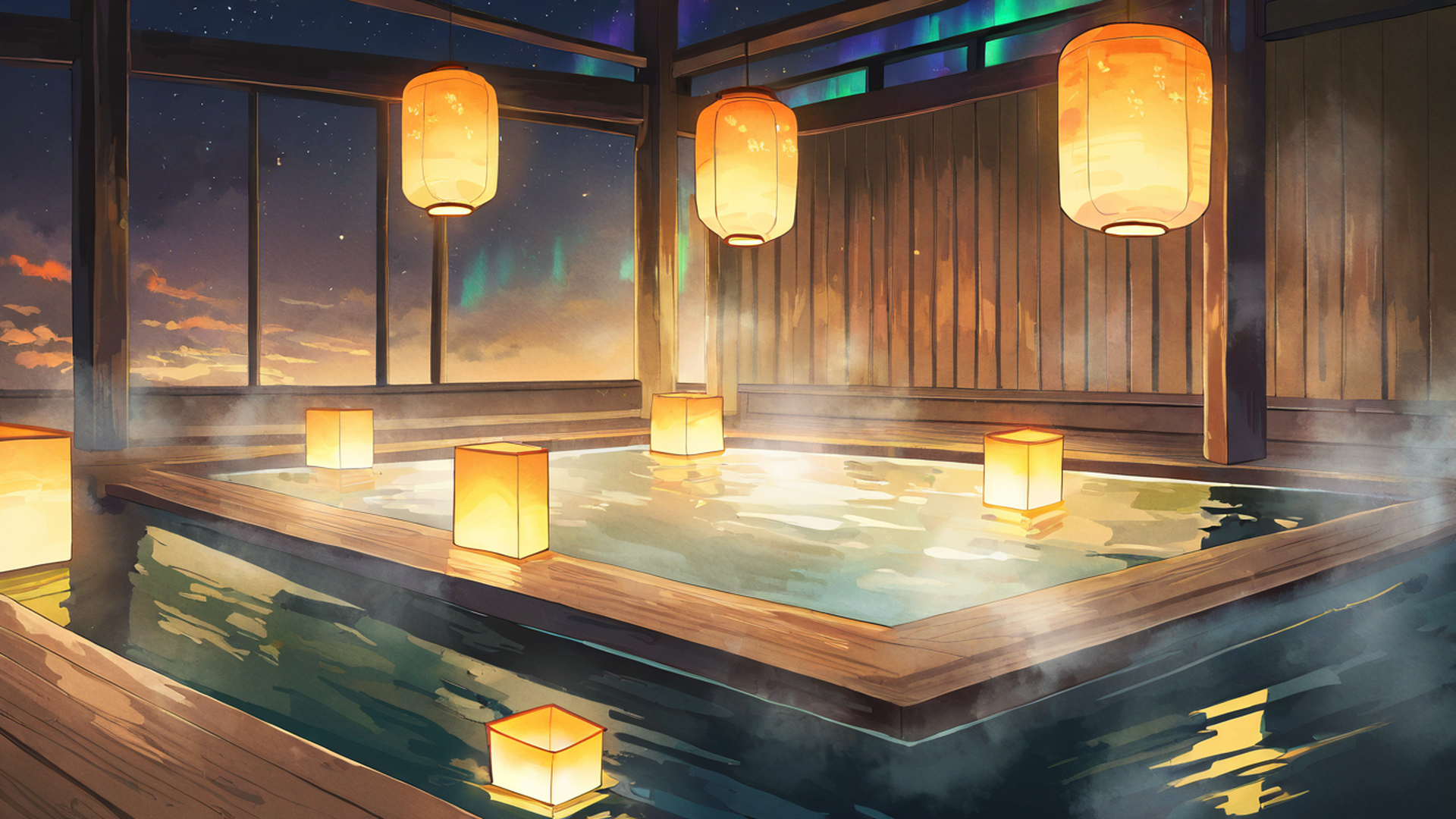 onsen winter lofi wallpaper