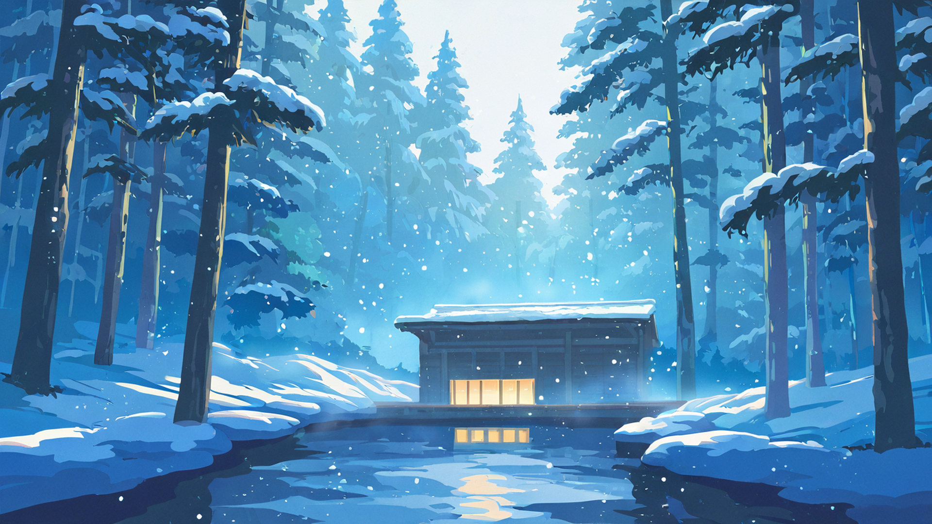onsen winter lofi wallpaper