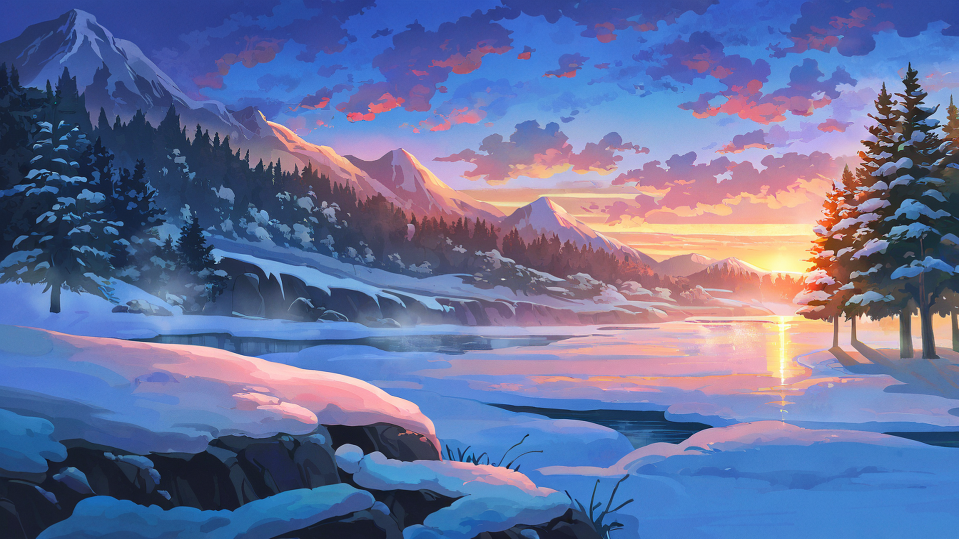 Onsen Winter Onsen Winter 0771520067 lofi anime wallpaper free download
