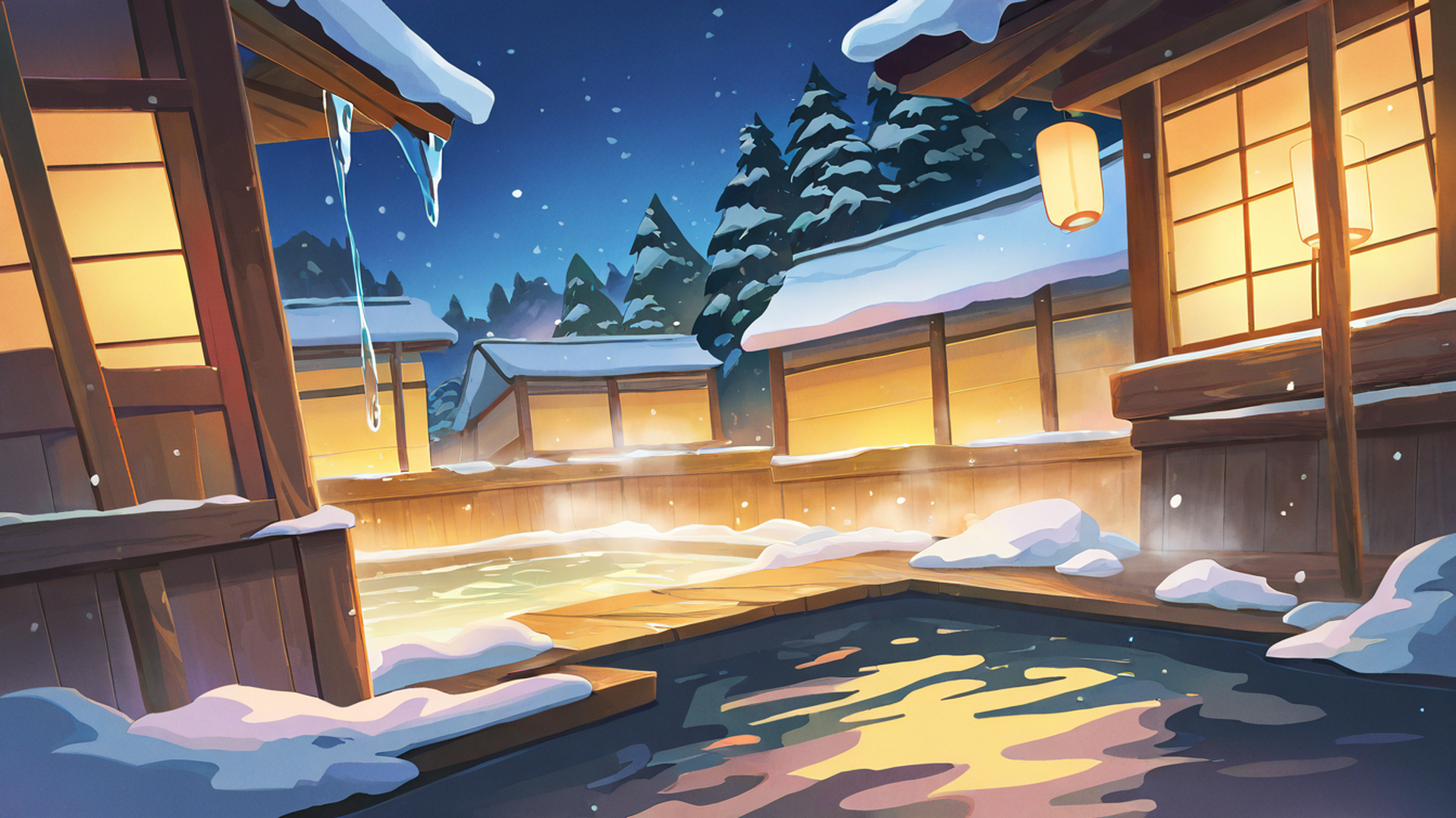 onsen winter lofi wallpaper