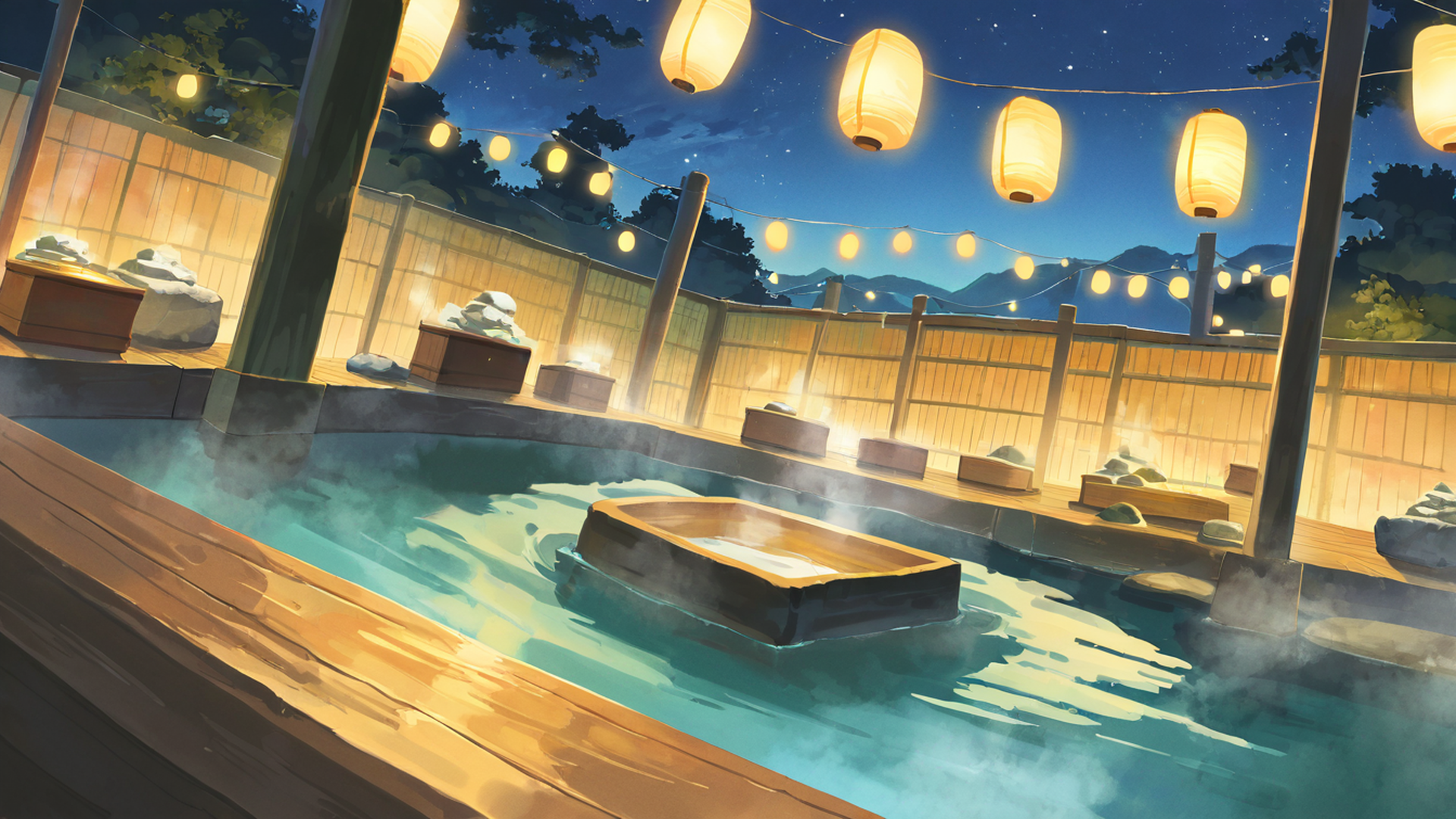 onsen winter lofi wallpaper