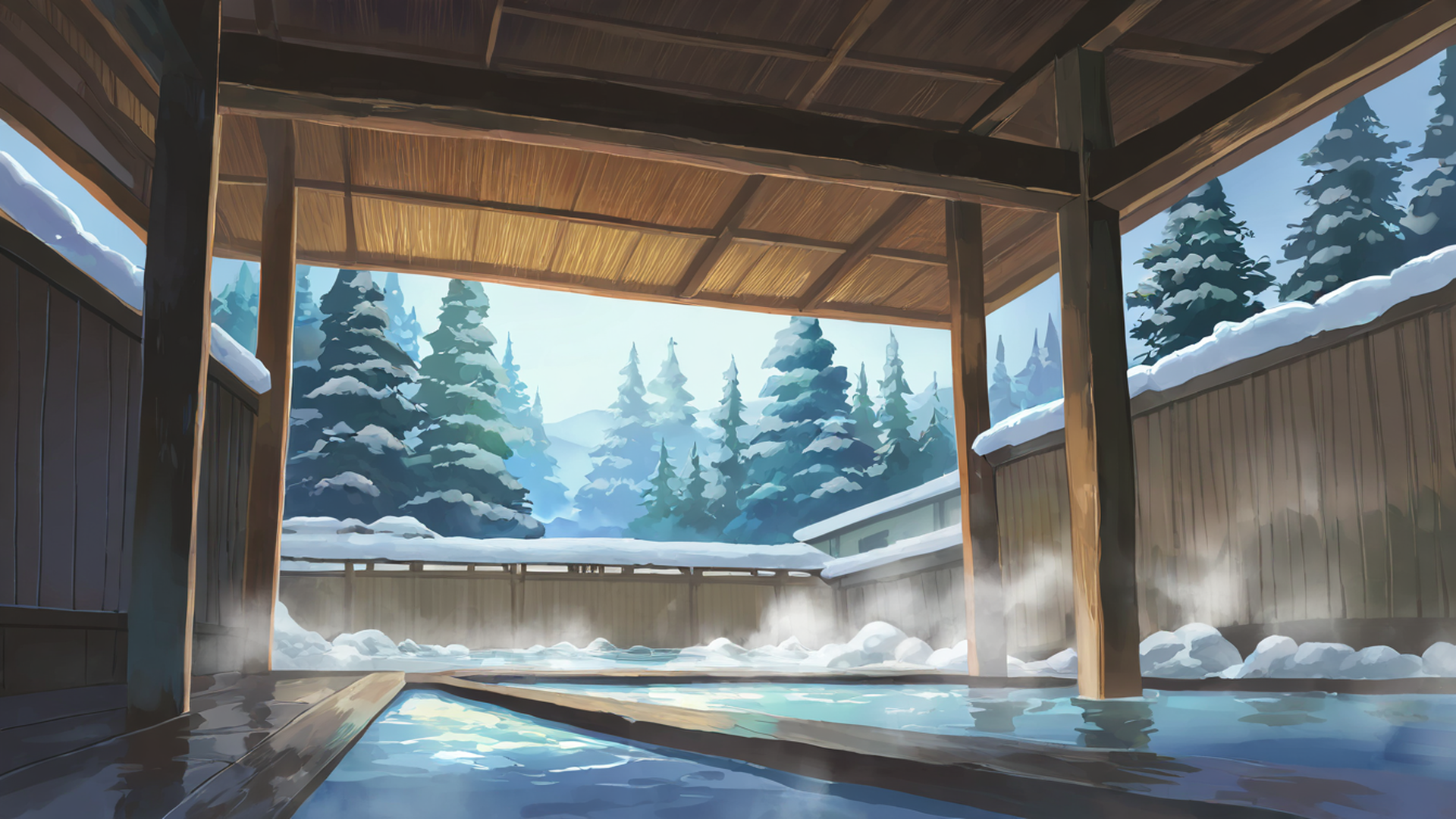 onsen winter lofi wallpaper