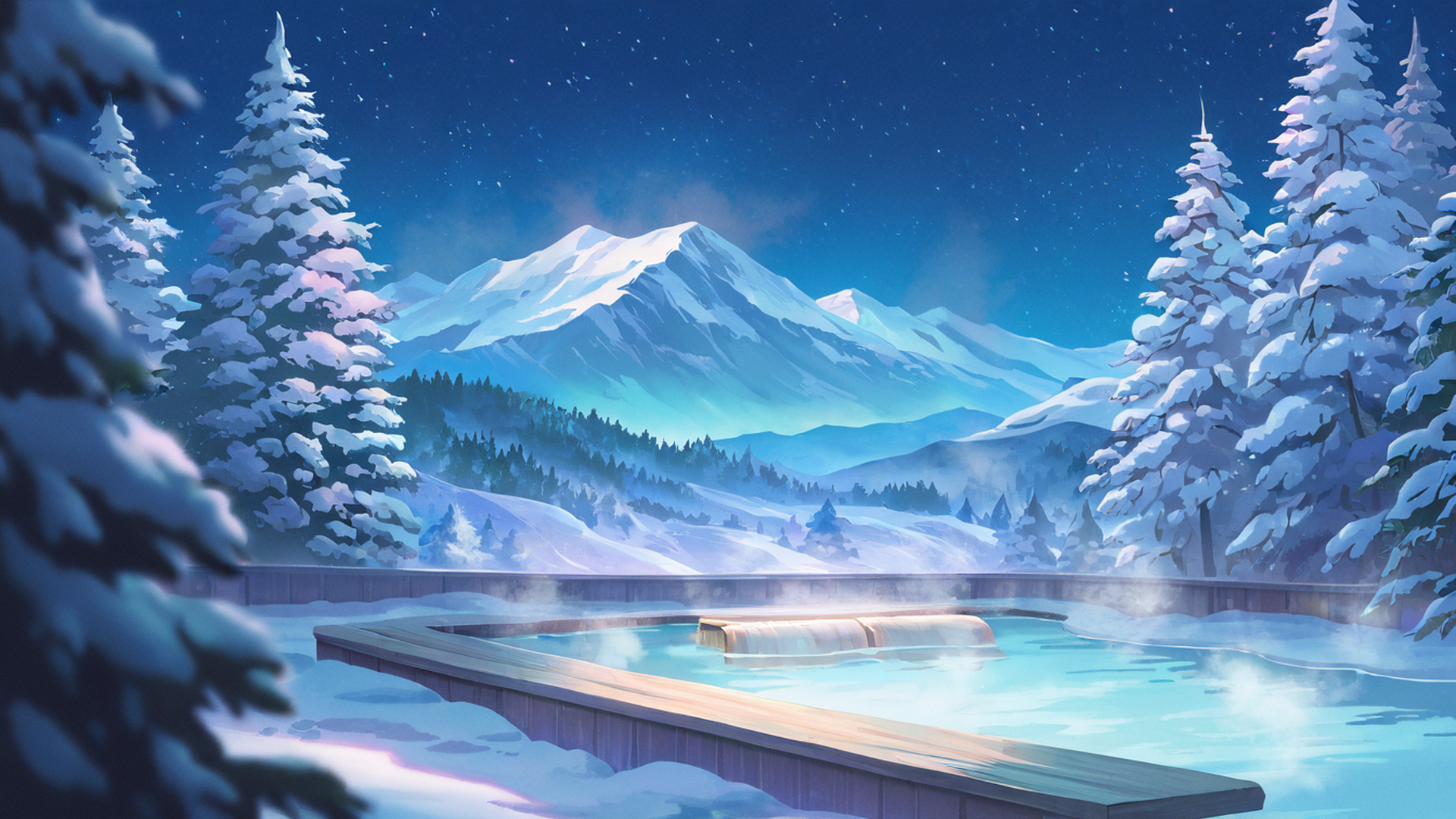 onsen winter lofi wallpaper