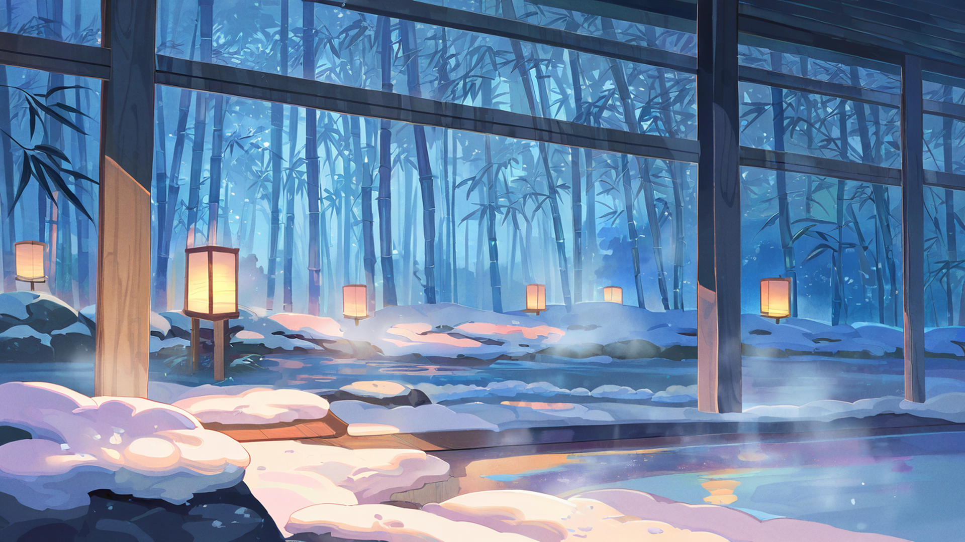 onsen winter lofi wallpaper