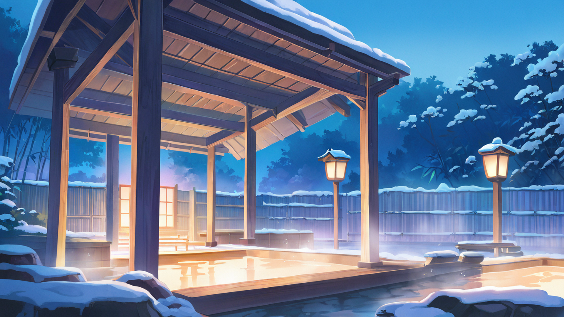 Onsen Winter Onsen Winter 1005695497 lofi anime wallpaper free download