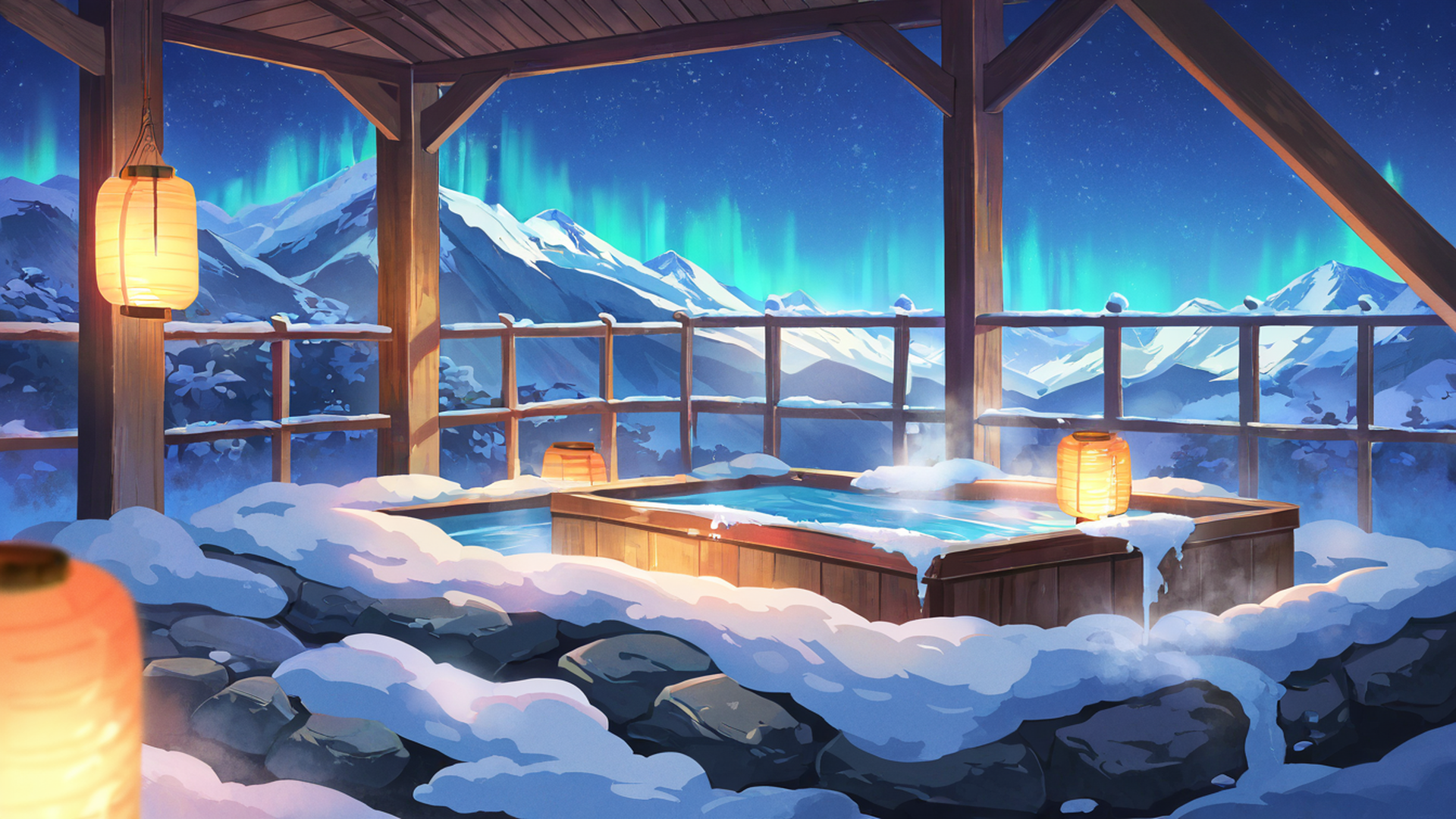 Onsen Winter Onsen Winter 1046750222 lofi anime wallpaper free download