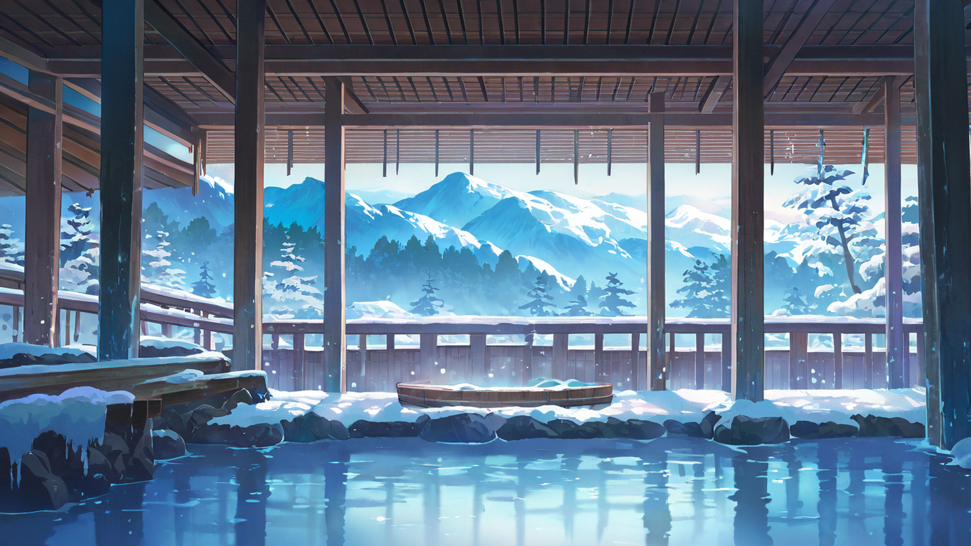 onsen winter lofi wallpaper
