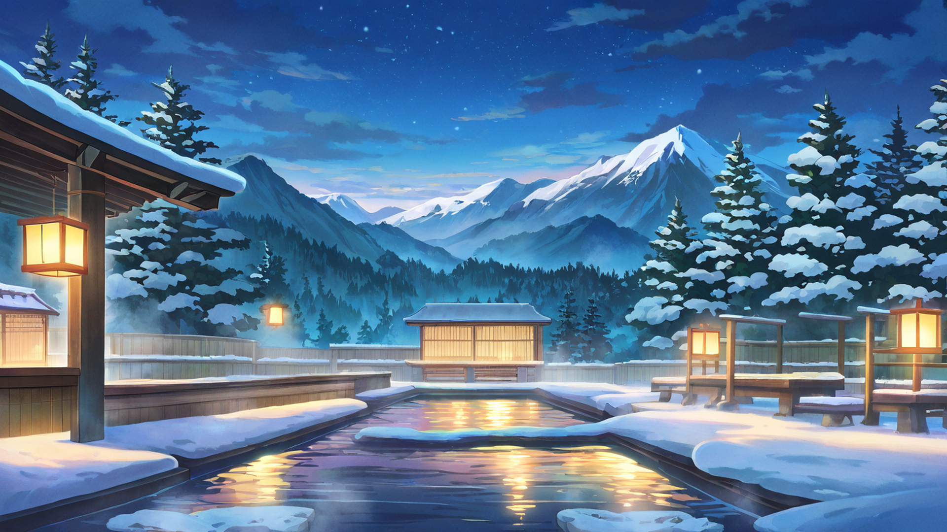 onsen winter lofi wallpaper