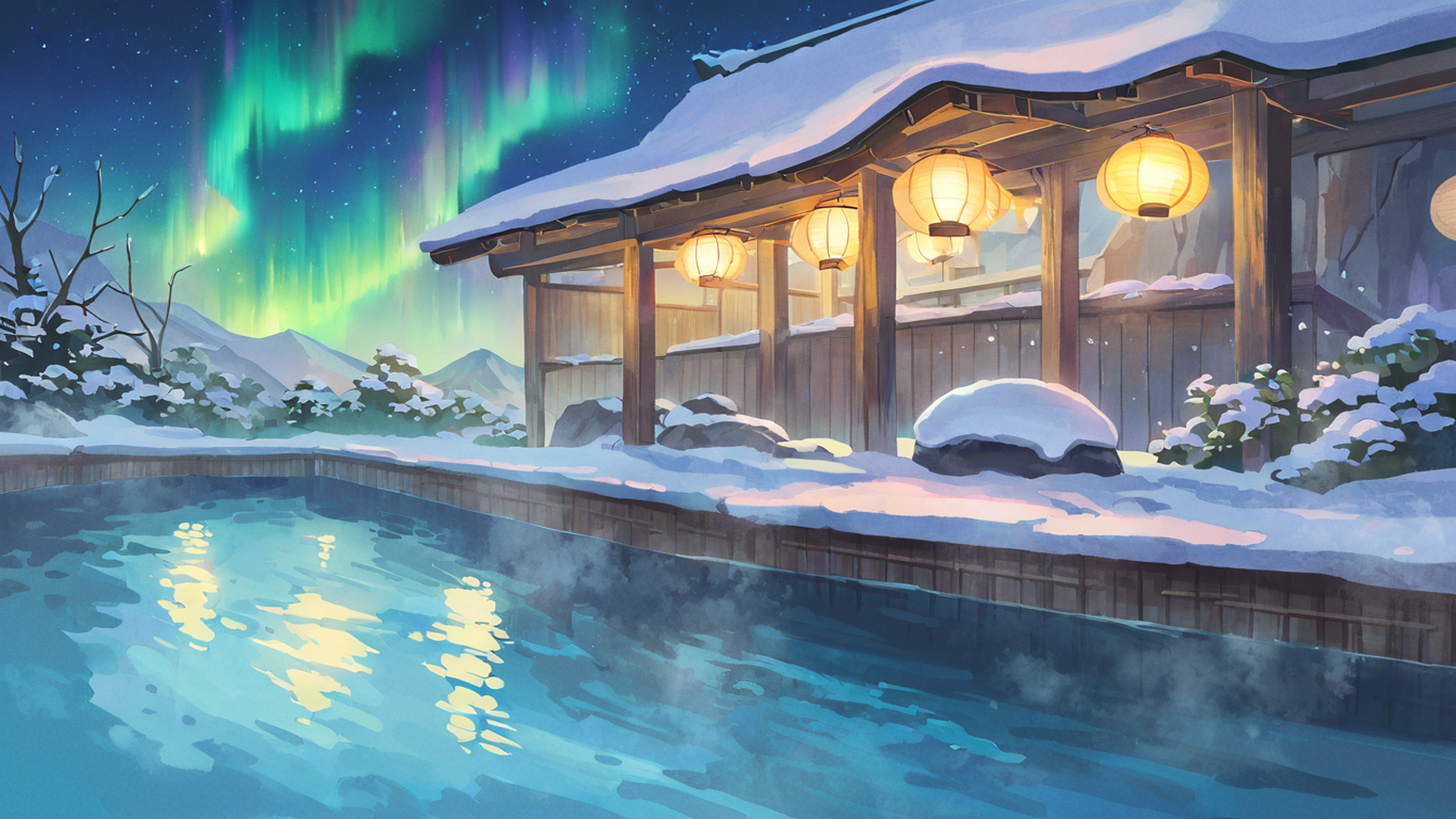 onsen winter lofi wallpaper