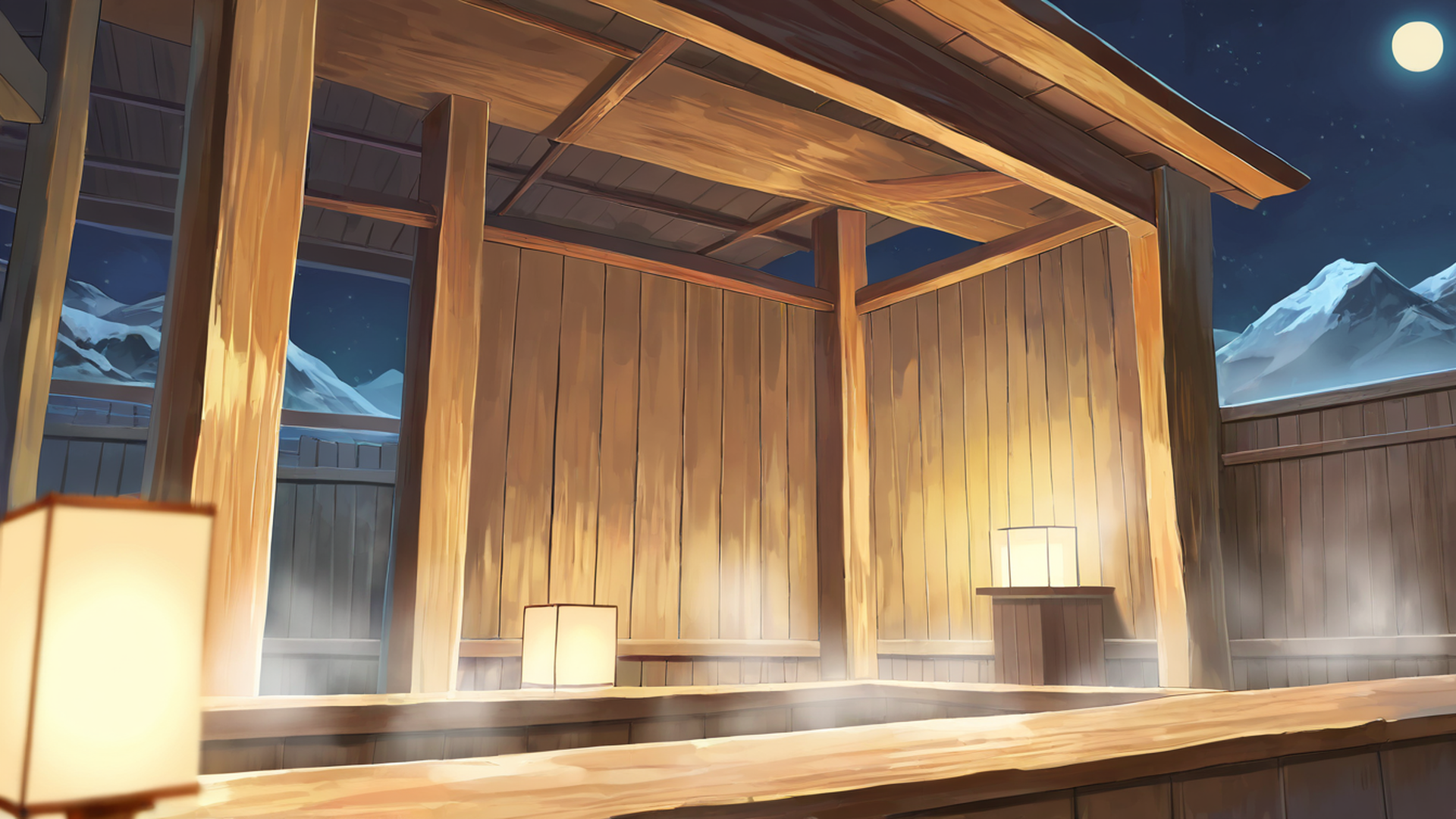 onsen winter lofi wallpaper