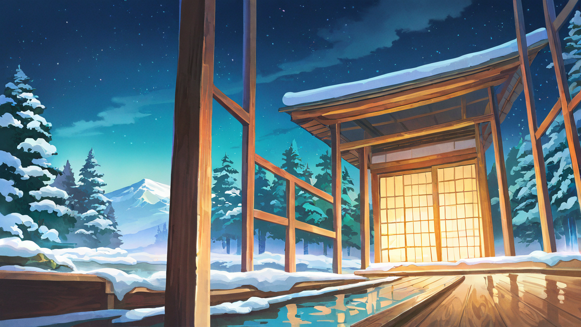Onsen Winter Onsen Winter 1253800954 lofi anime wallpaper free download